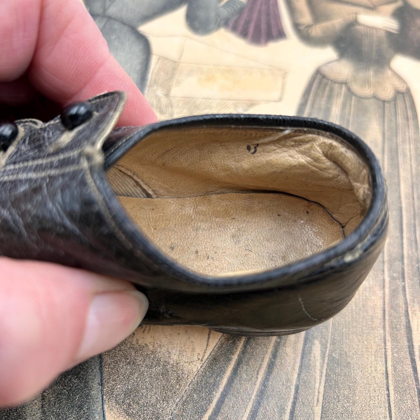 Antique black leather button up shoe, child’s - Splendid Vintage World