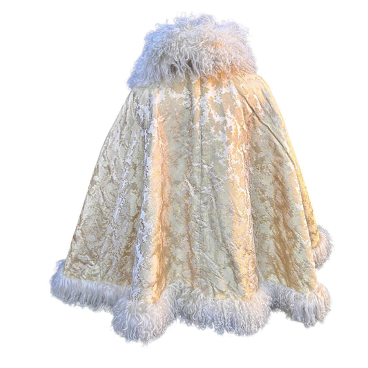Antique Victorian Edwardian cape of vibrant golden jacquard silk Wedding cape - Splendid Vintage World