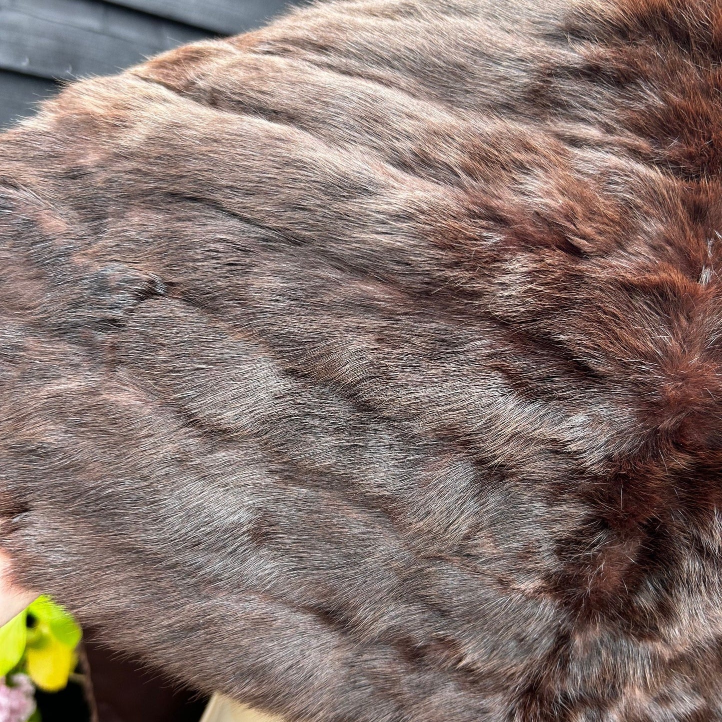 Vintage red brown Fur Stole close up of fur strips - Splendid Vintage World