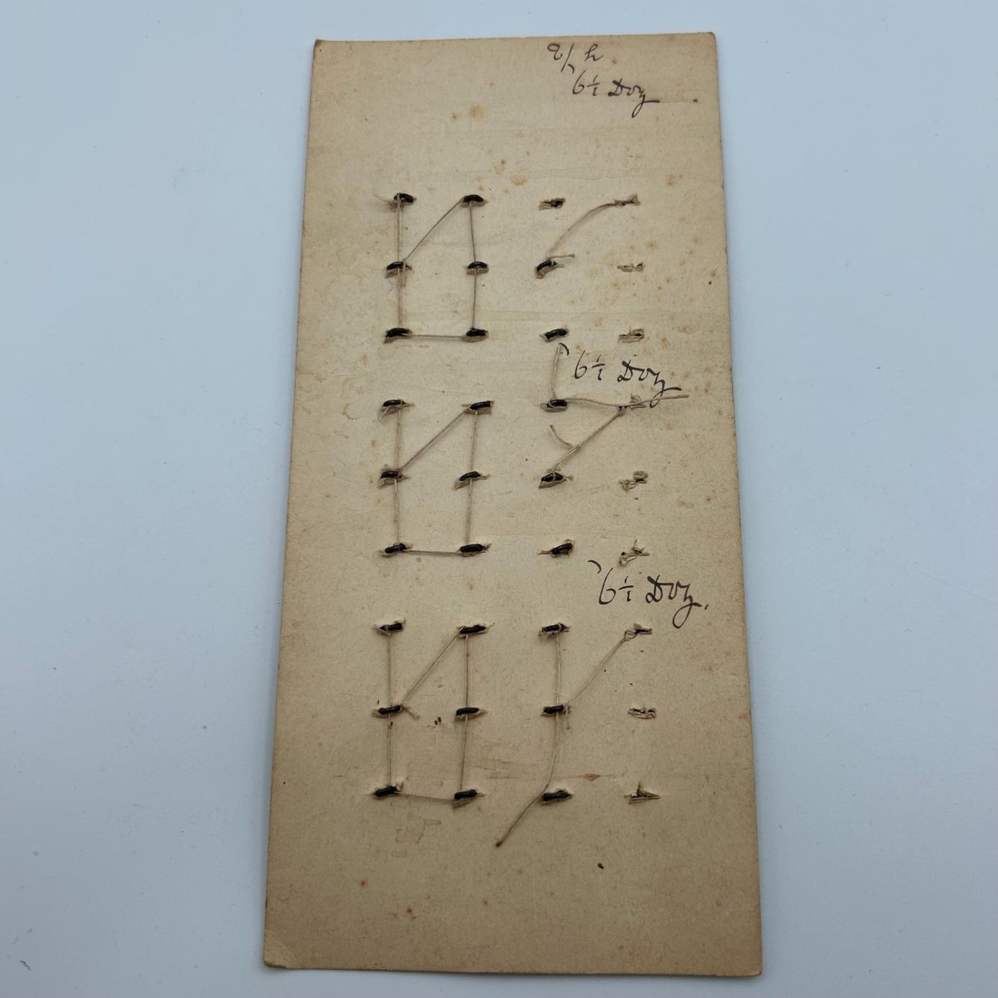 back of card 26 Antique French Black Textile Buttons 12mm, Metal Shanks on original card - Splendid Vintage World