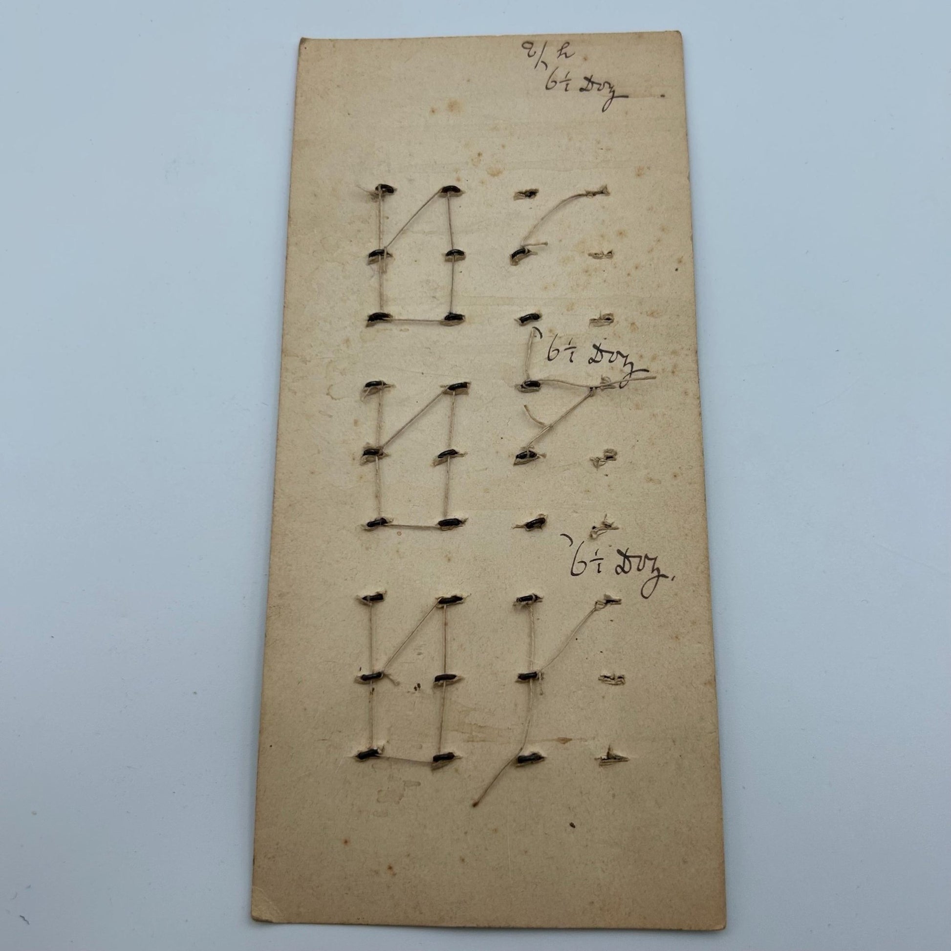 back of card 26 Antique French Black Textile Buttons 12mm, Metal Shanks on original card - Splendid Vintage World