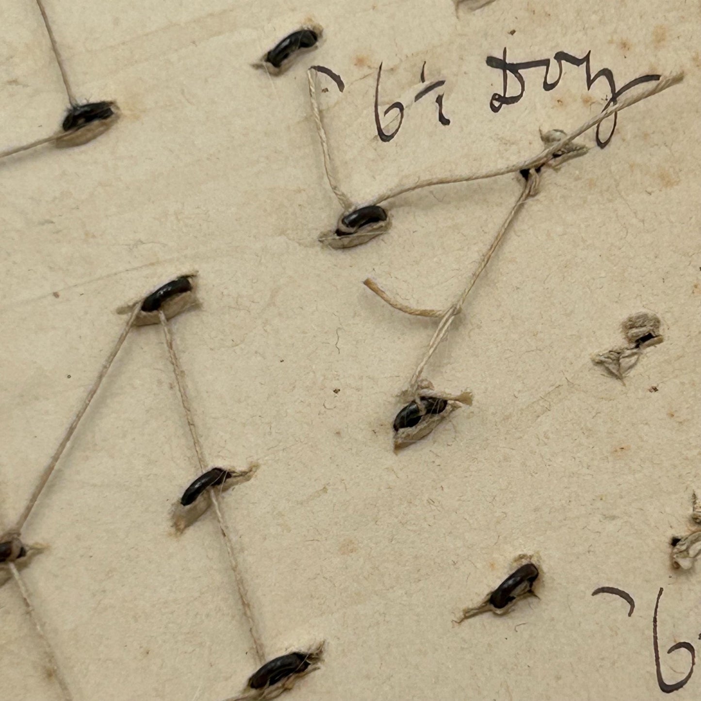 close up of back of card 26 Antique French Black Textile Buttons 12mm, Metal Shanks on original card - Splendid Vintage World