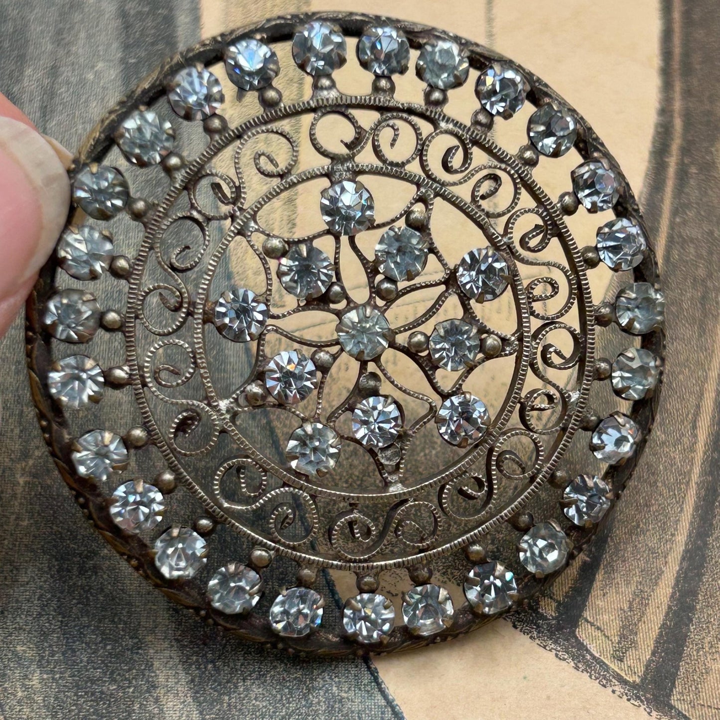 Antique 1900s diamanté filigree hair decoration or dress adornment - Splendid Vintage World