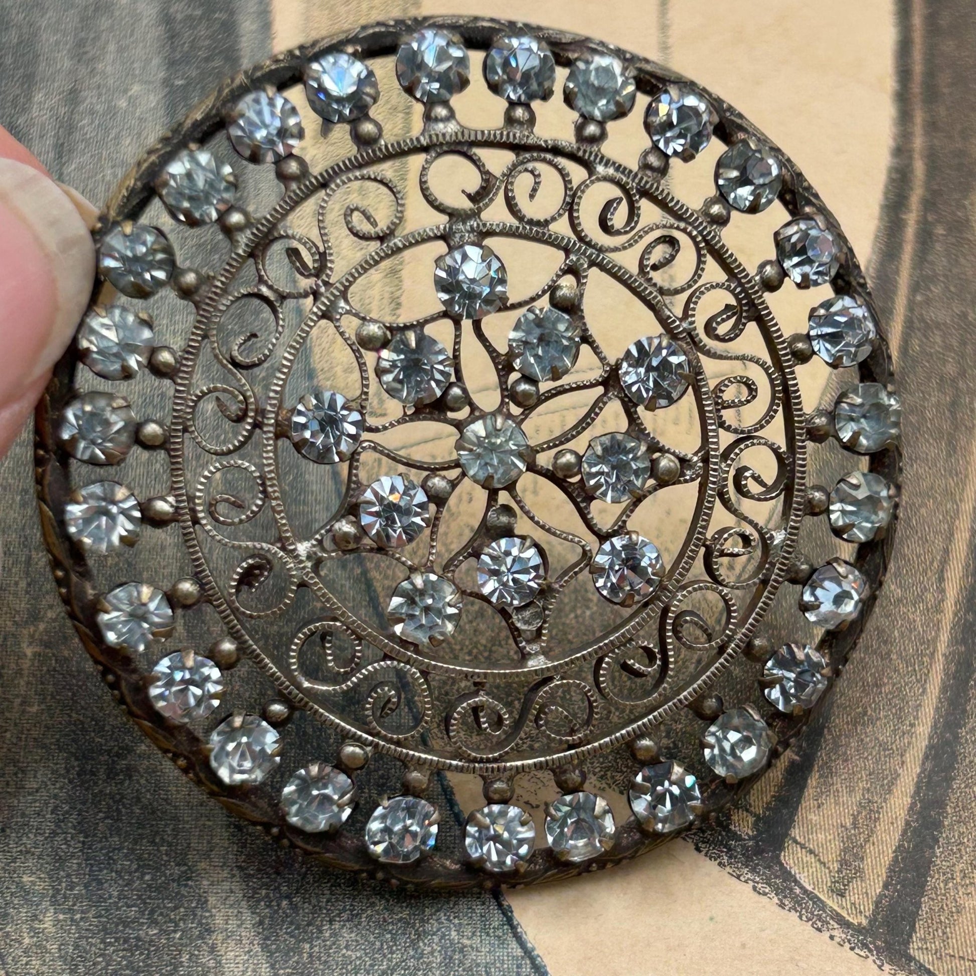 Antique 1900s diamanté filigree hair decoration or dress adornment - Splendid Vintage World
