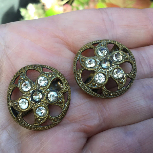 Antique 1920s shoe button covers with paste decoration - Splendid Vintage World
