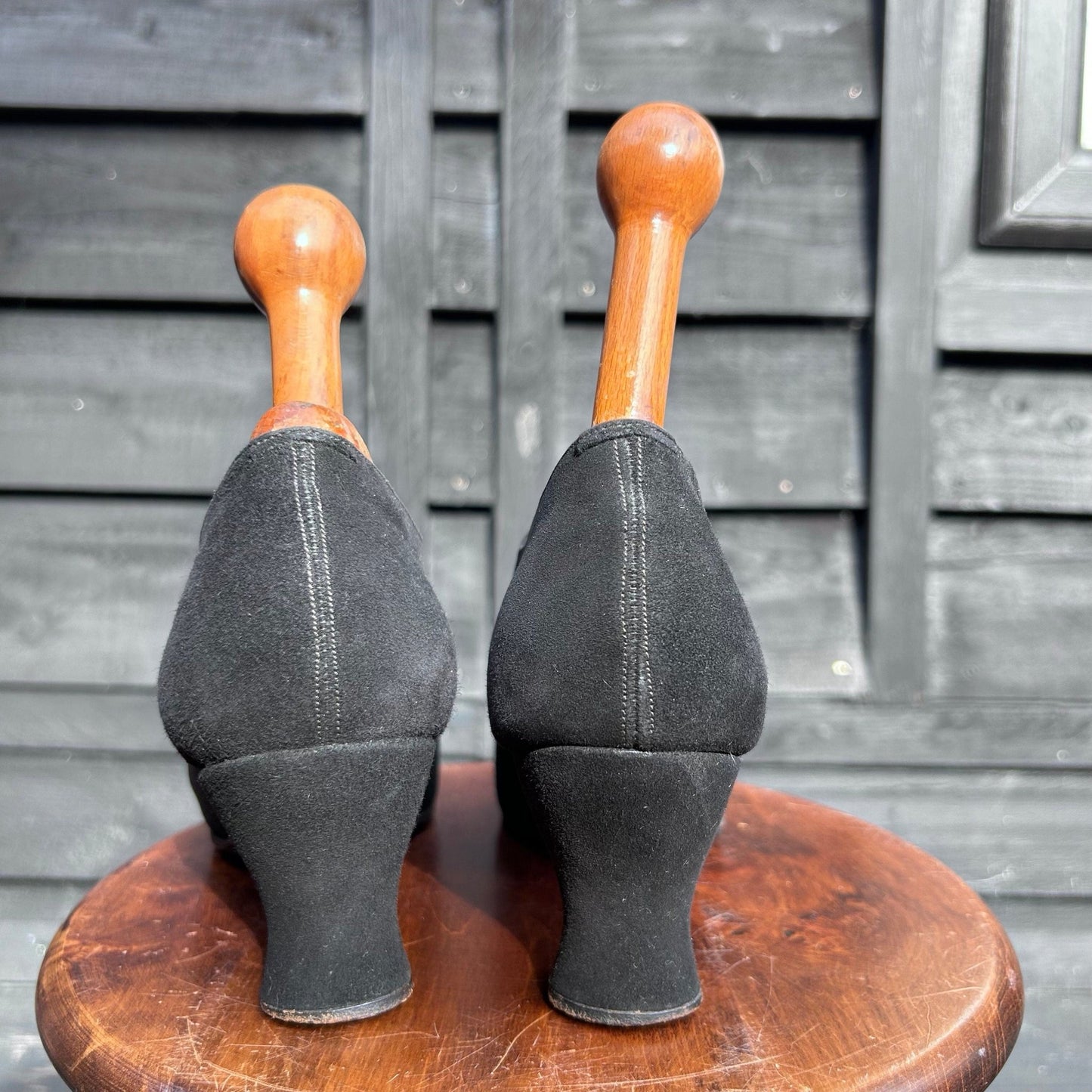 Antique 1920’s shoes black suede Randall’s west end makers - Splendid Vintage World