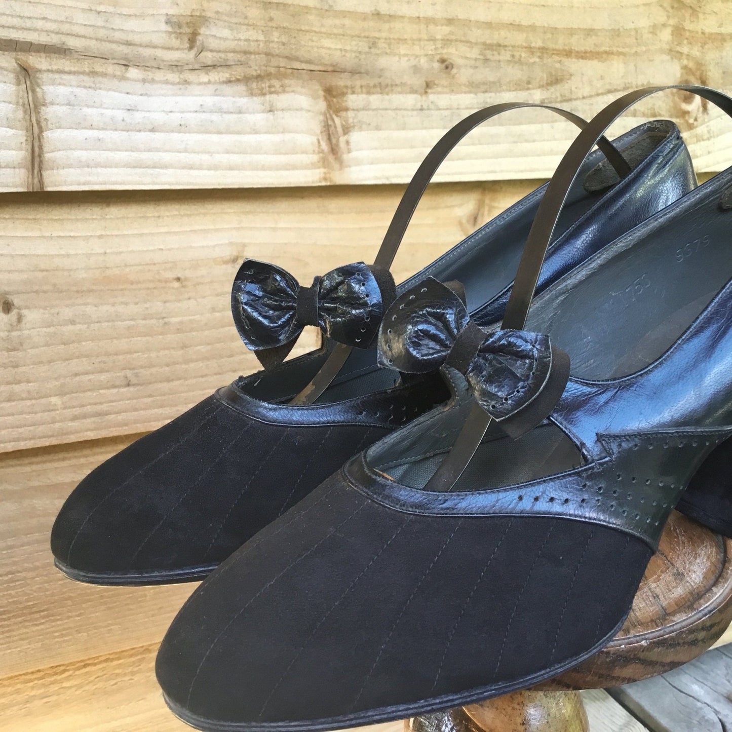 Antique 1930s black leather & suede shoes Lady Hilda Fine Footwear - Splendid Vintage World
