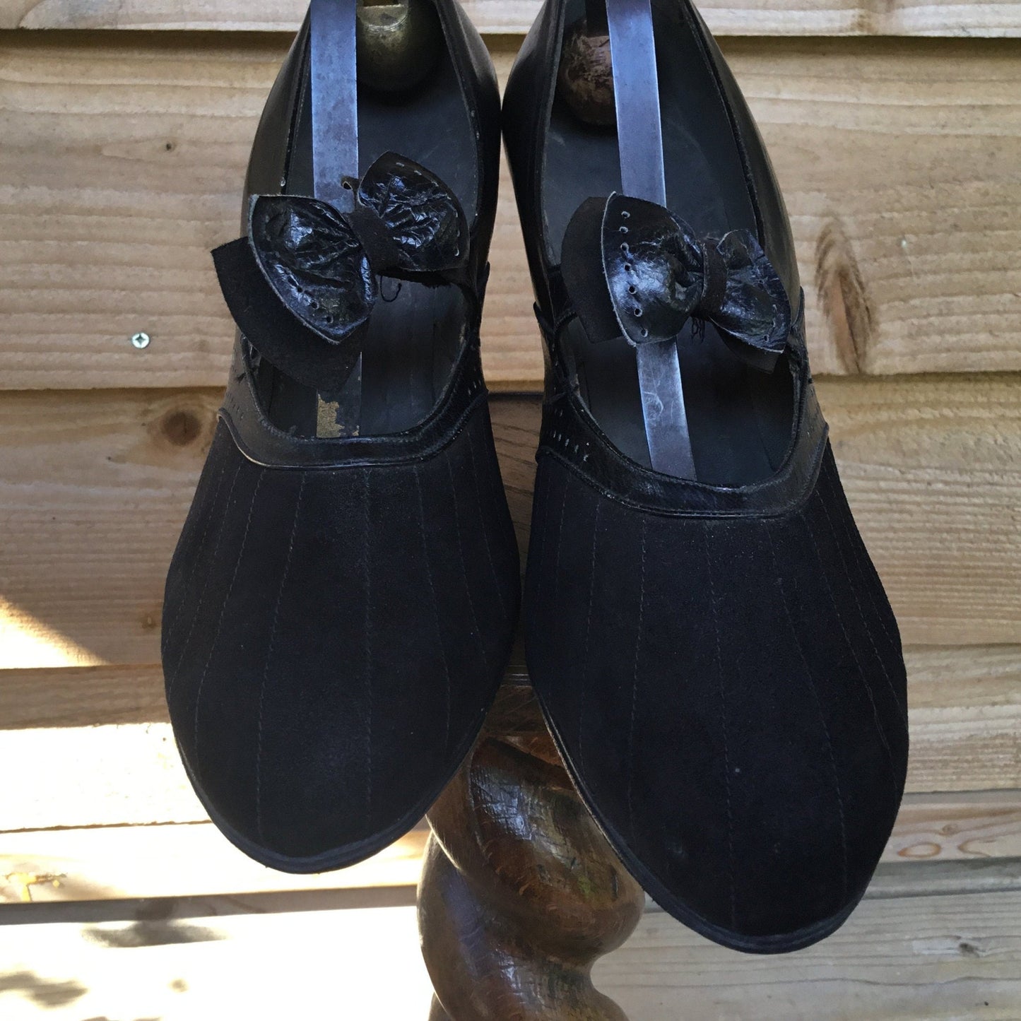 Antique 1930s black leather & suede shoes Lady Hilda Fine Footwear - Splendid Vintage World