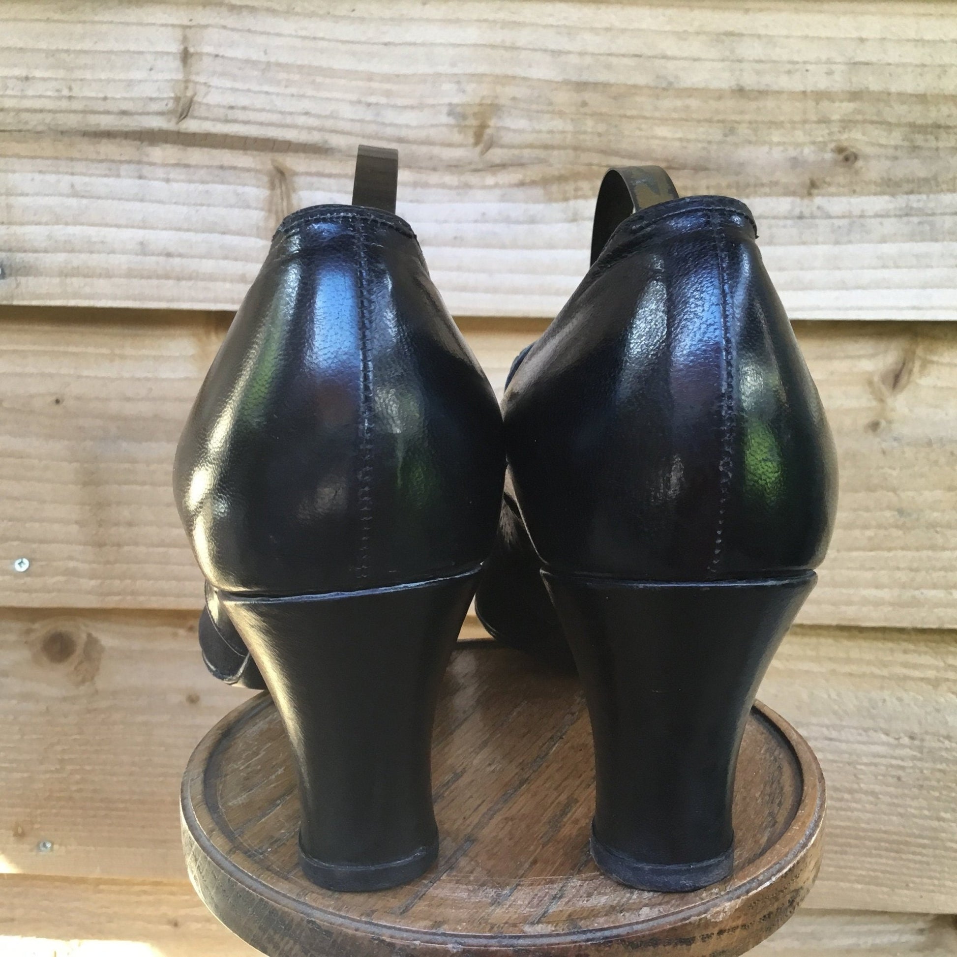 Antique 1930s black leather & suede shoes Lady Hilda Fine Footwear - Splendid Vintage World