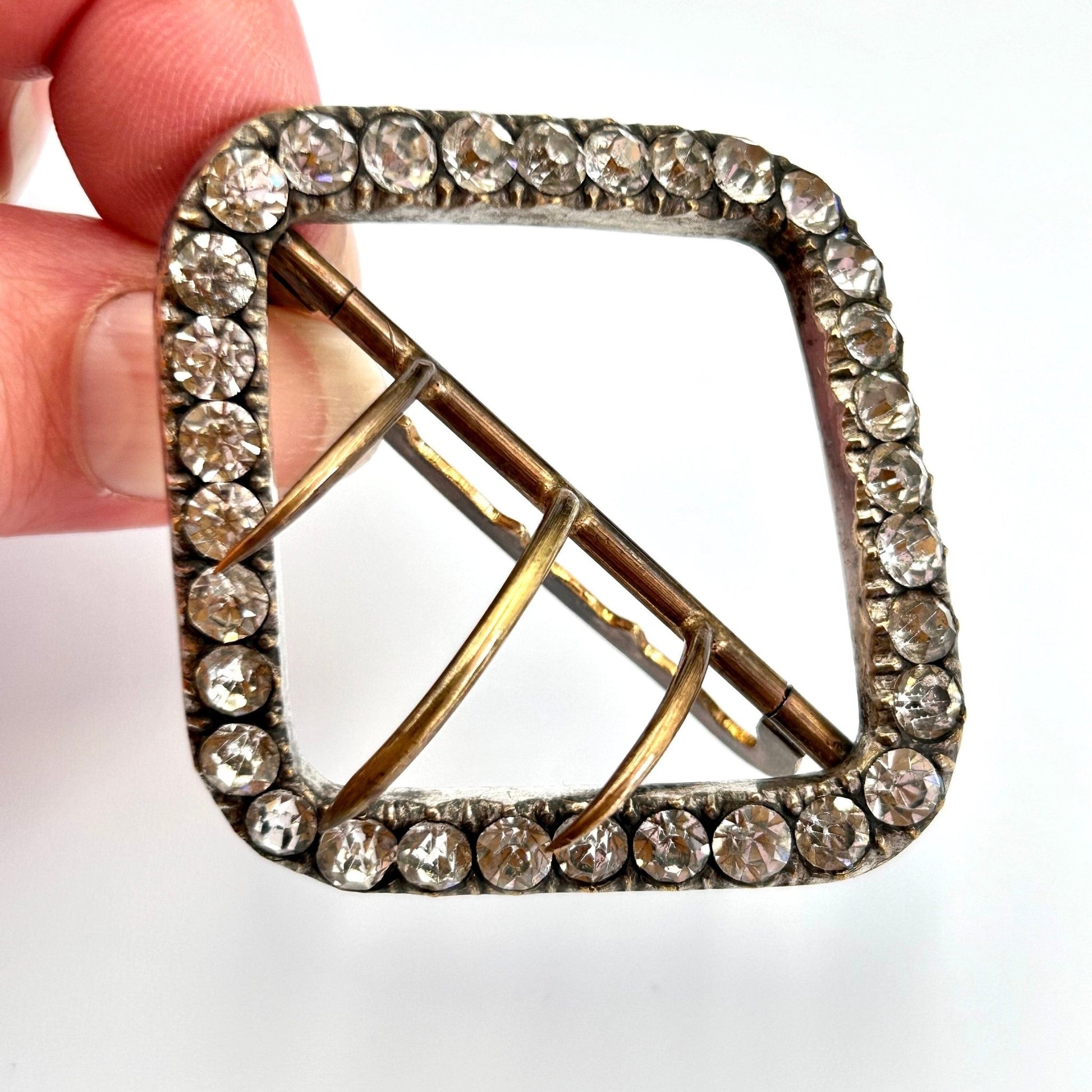 Antique 19th Century Paste Buckle Silver Plated Shoe buckle - Splendid Vintage World