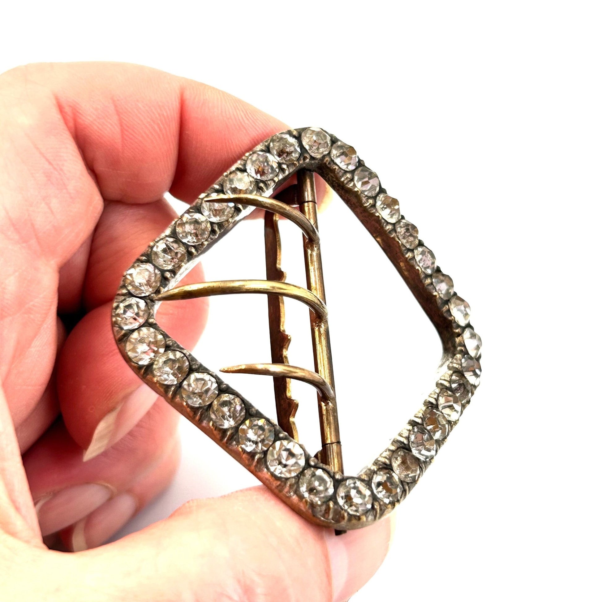Antique 19th Century Paste Buckle Silver Plated Shoe buckle - Splendid Vintage World