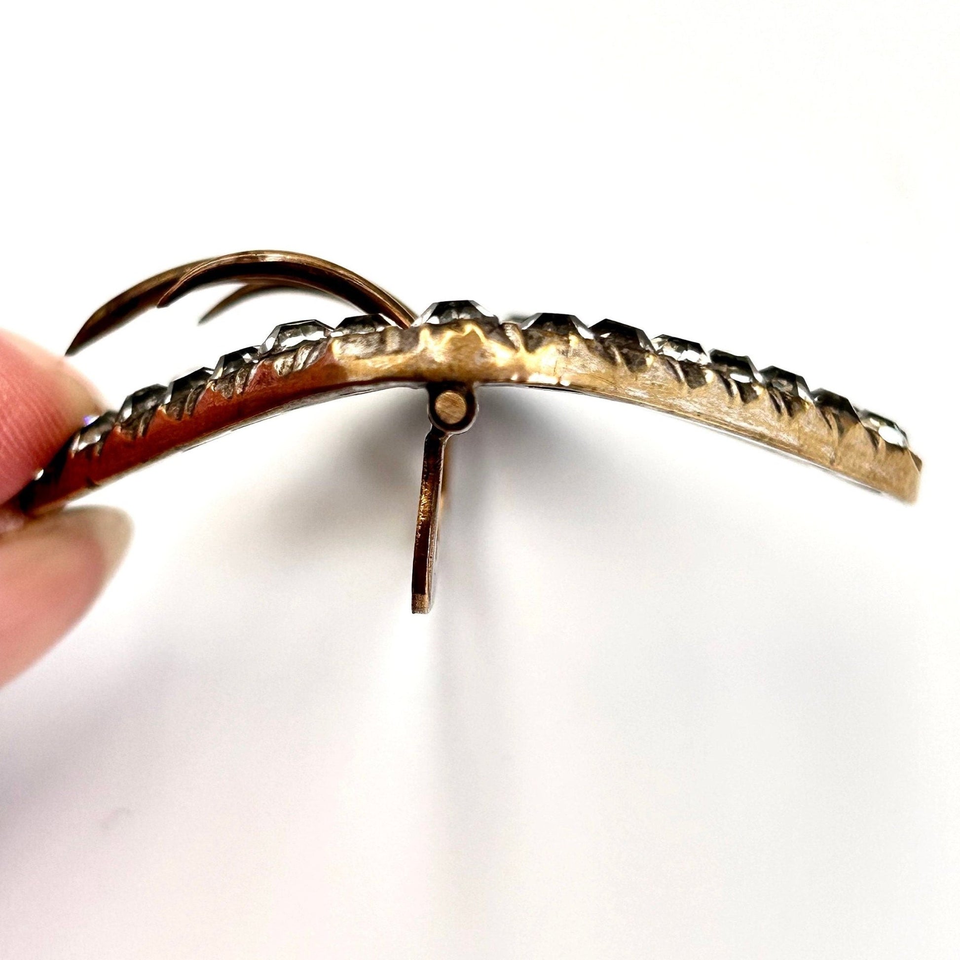 curve of Antique 19th Century Paste Buckle Silver Plated Shoe buckle - Splendid Vintage World
