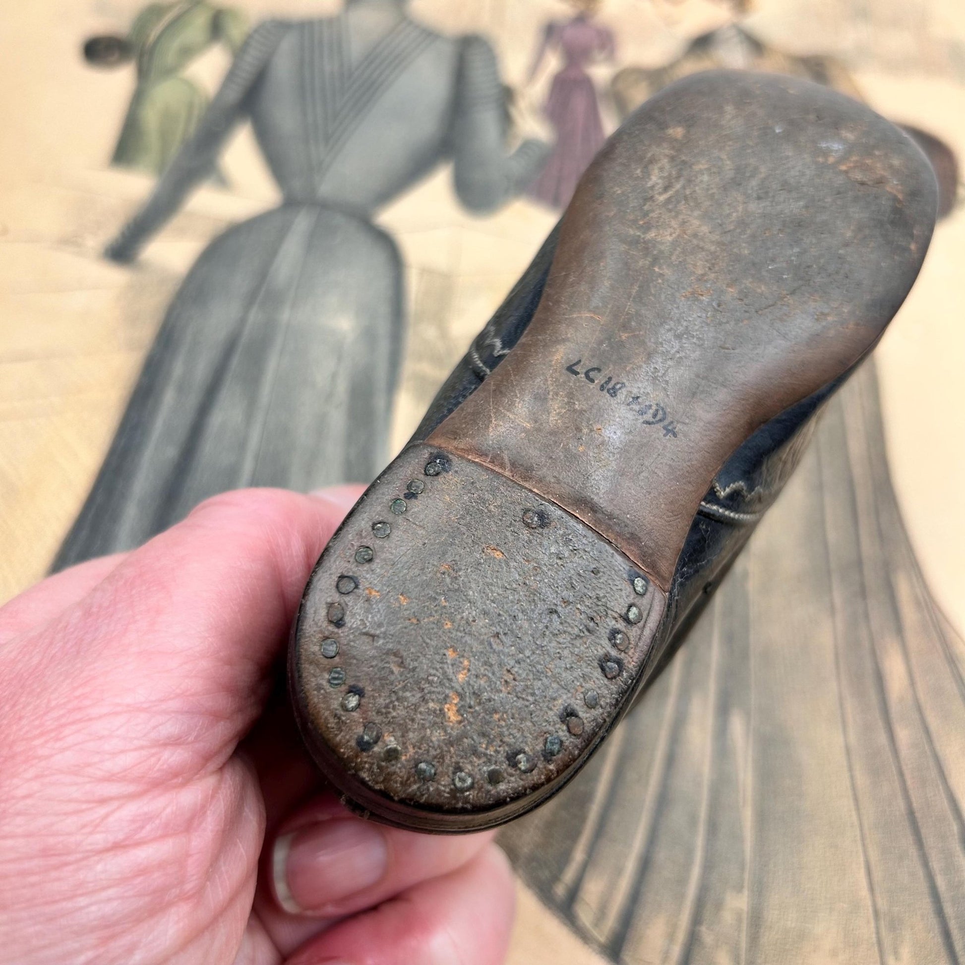 Antique black leather button up shoe, child’s - Splendid Vintage World