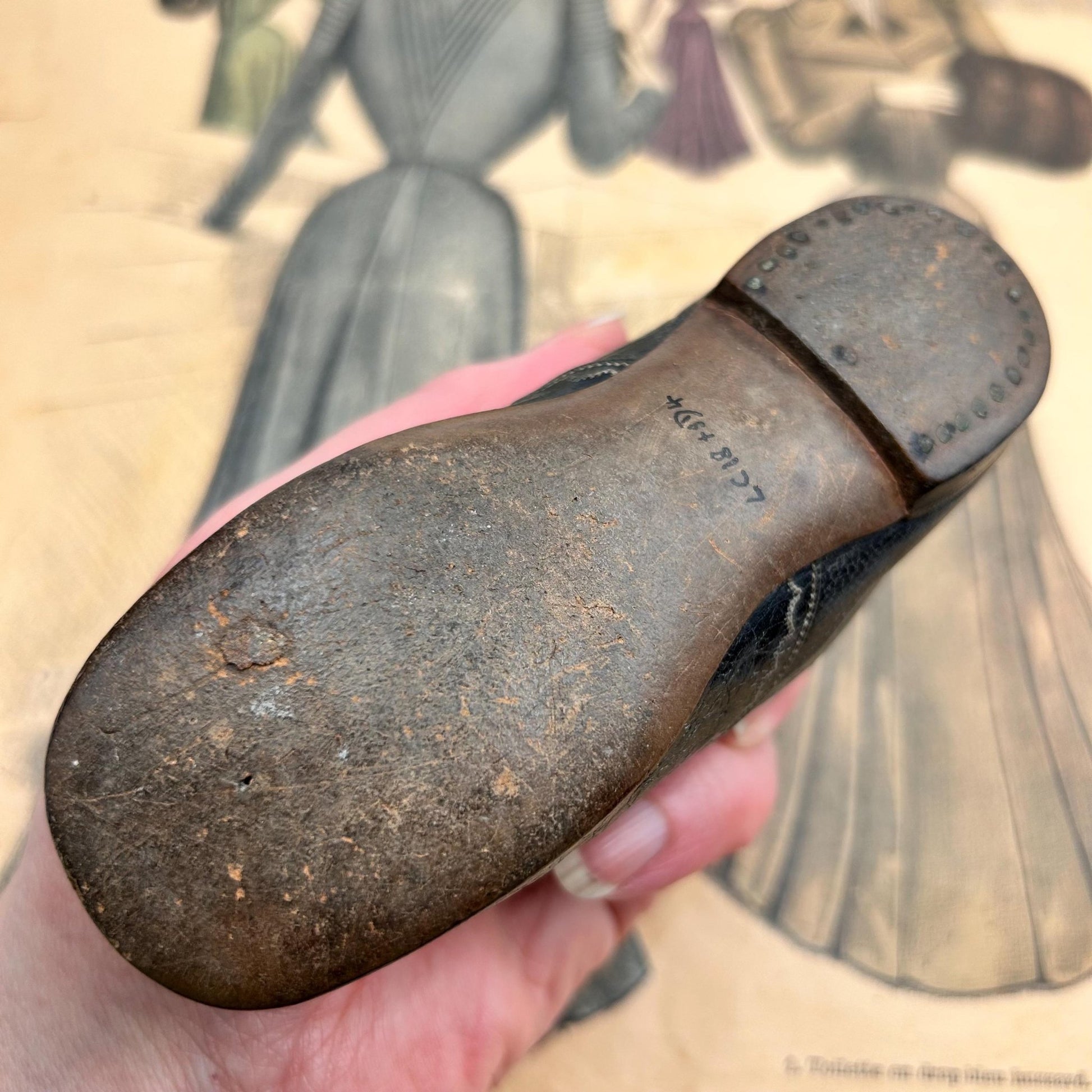 Antique black leather button up shoe, child’s - Splendid Vintage World