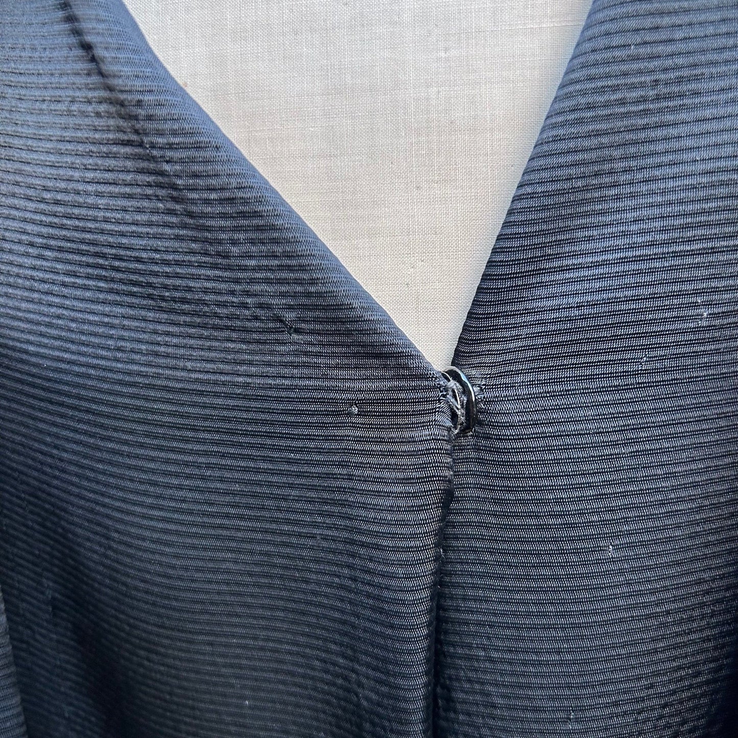 Antique black silk opera cape fastening detail - Splendid Vintage World