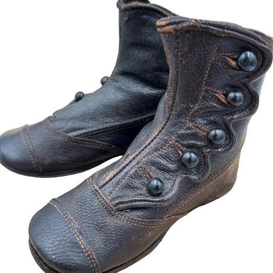 Antique Child's Black Leather Button Boots for Collectors or could be used as Doll Shoes - Splendid Vintage World
