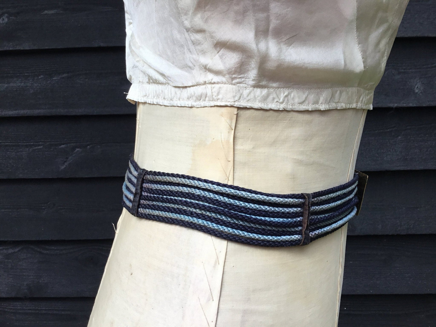 Antique Cord Belt with Arts & Crafts Metal Buckle, 27.5” Long - Splendid Vintage World