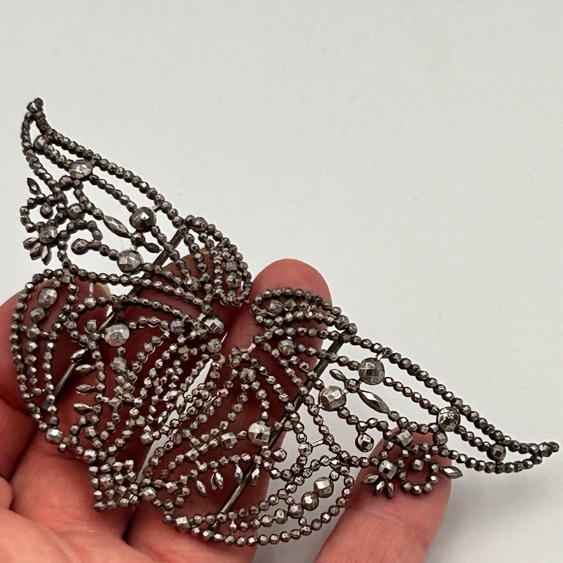 Antique Cut Steel Butterfly 19th Century Sash Buckle - Splendid Vintage World