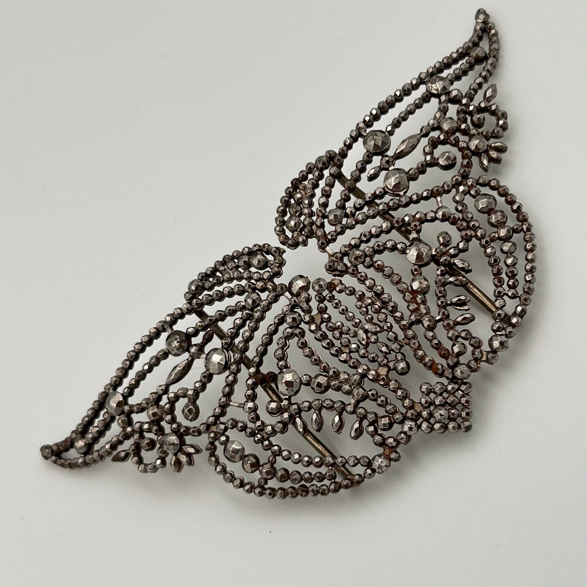 Antique Cut Steel Butterfly 19th Century Sash Buckle - Splendid Vintage World