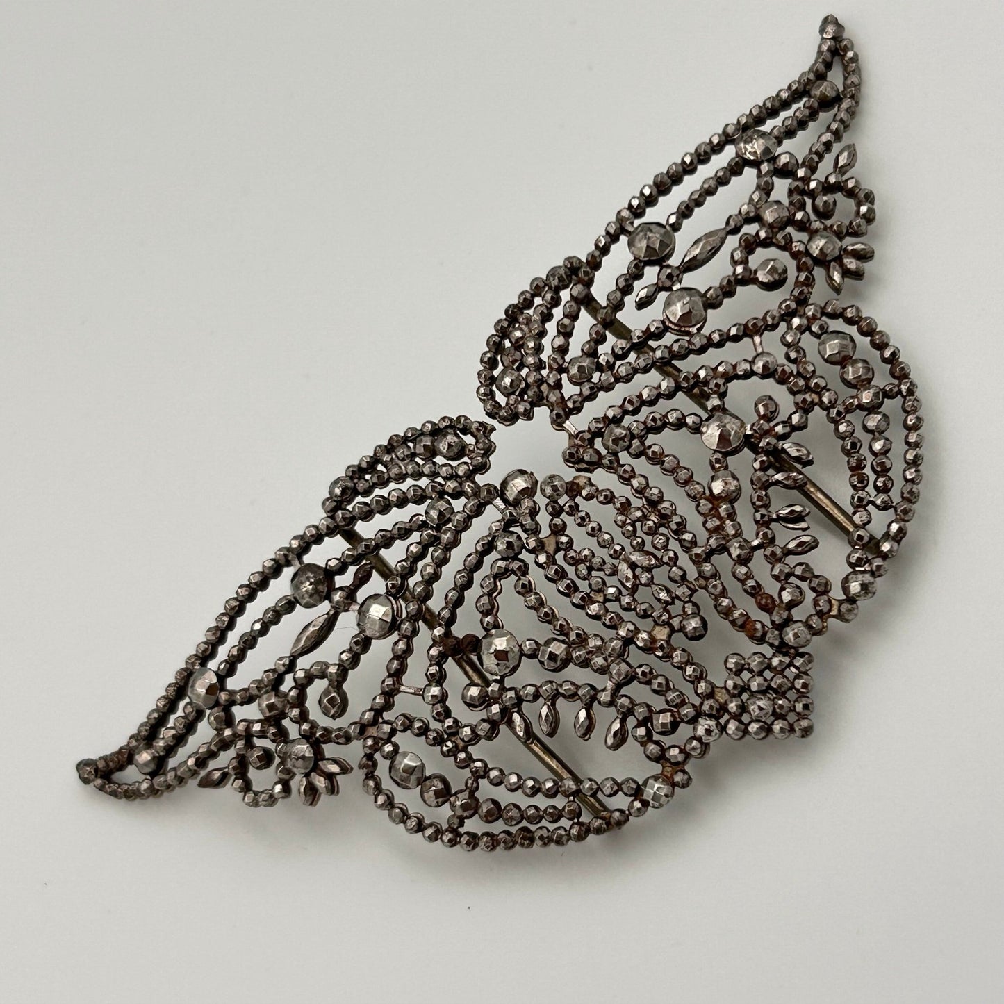 Antique Cut Steel Butterfly 19th Century Sash Buckle - Splendid Vintage World