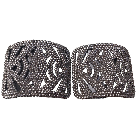 Antique French Cut Steel Shoe Buckles stamped L.W. Paris  on the back bar - Splendid Vintage World