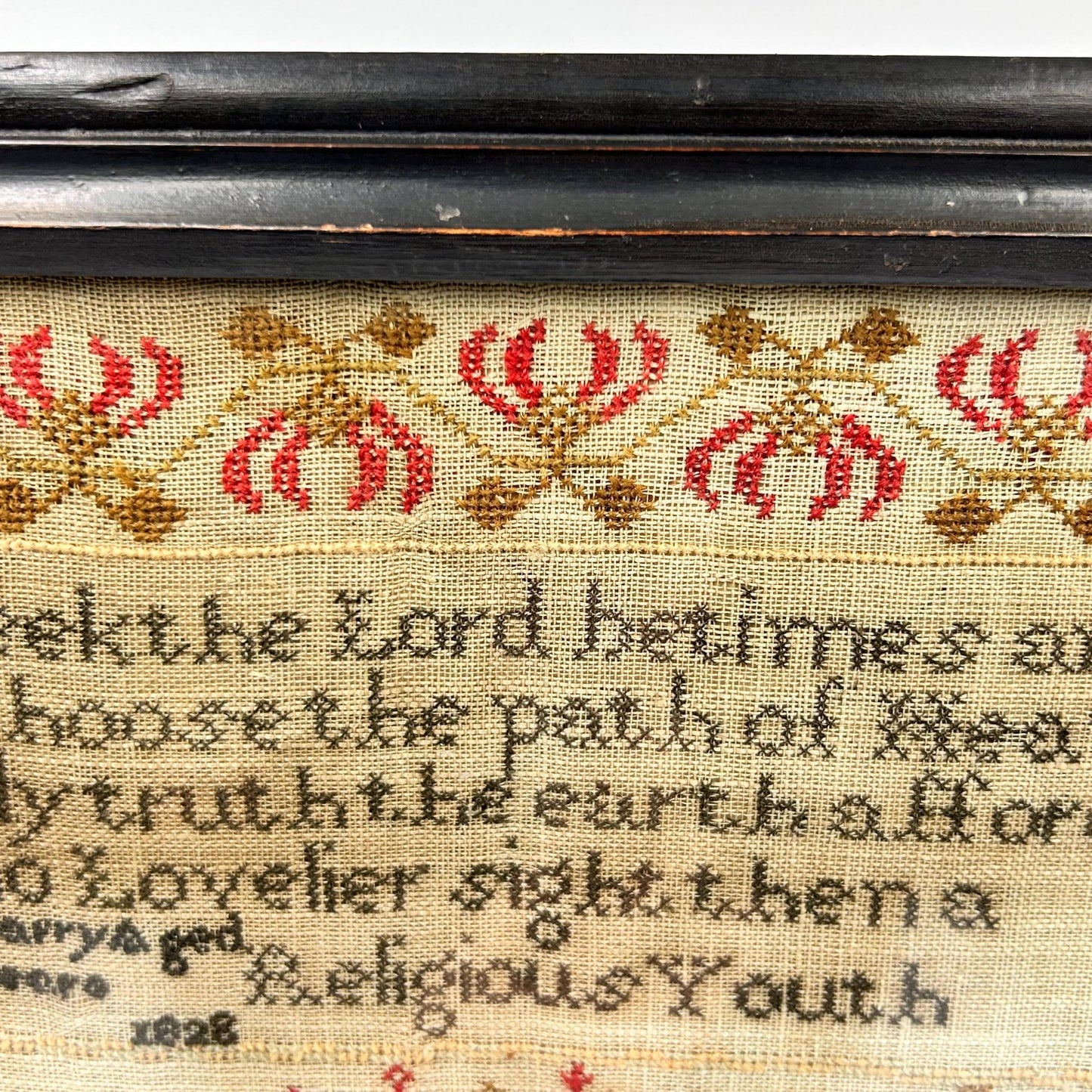 Antique Georgian Religious Sampler dated 1828 by E Parry aged 11 years - Splendid Vintage World