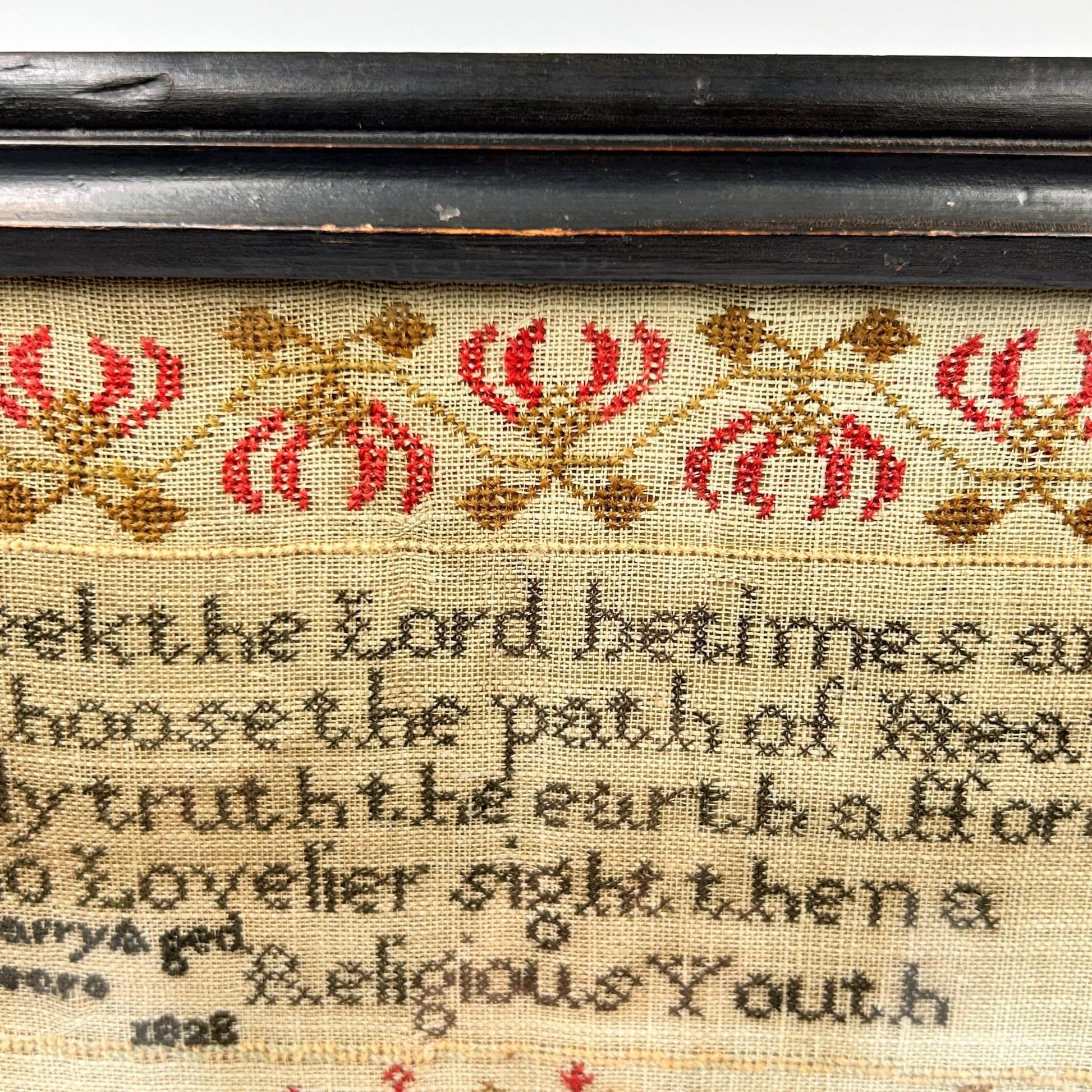 Antique Georgian Religious Sampler dated 1828 by E Parry aged 11 years - Splendid Vintage World