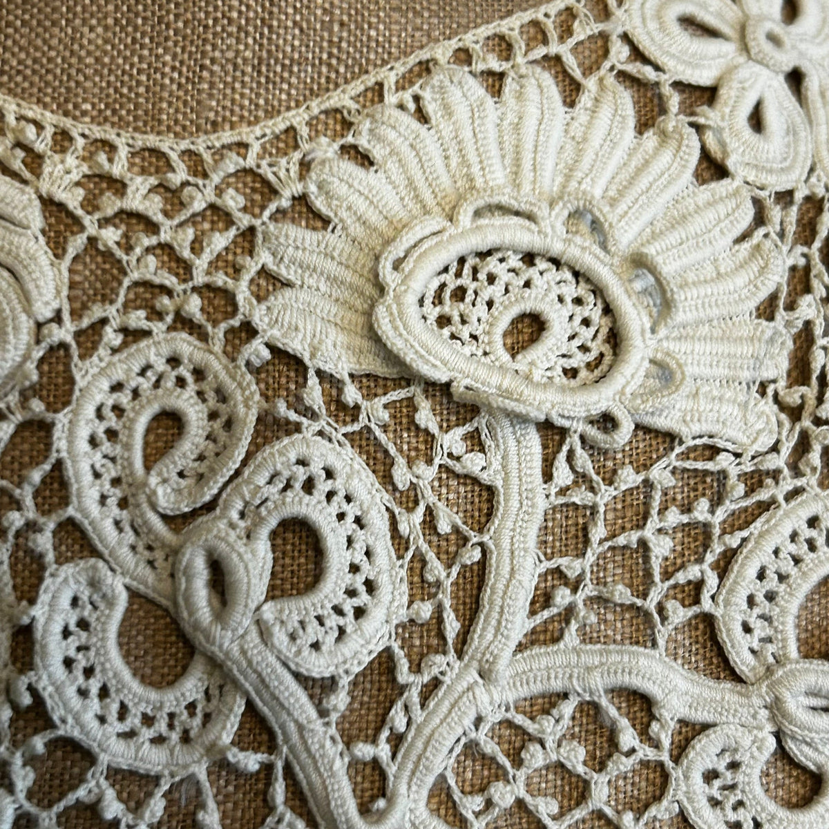 Antique Irish crochet lace Collar, dress front - Splendid Vintage World