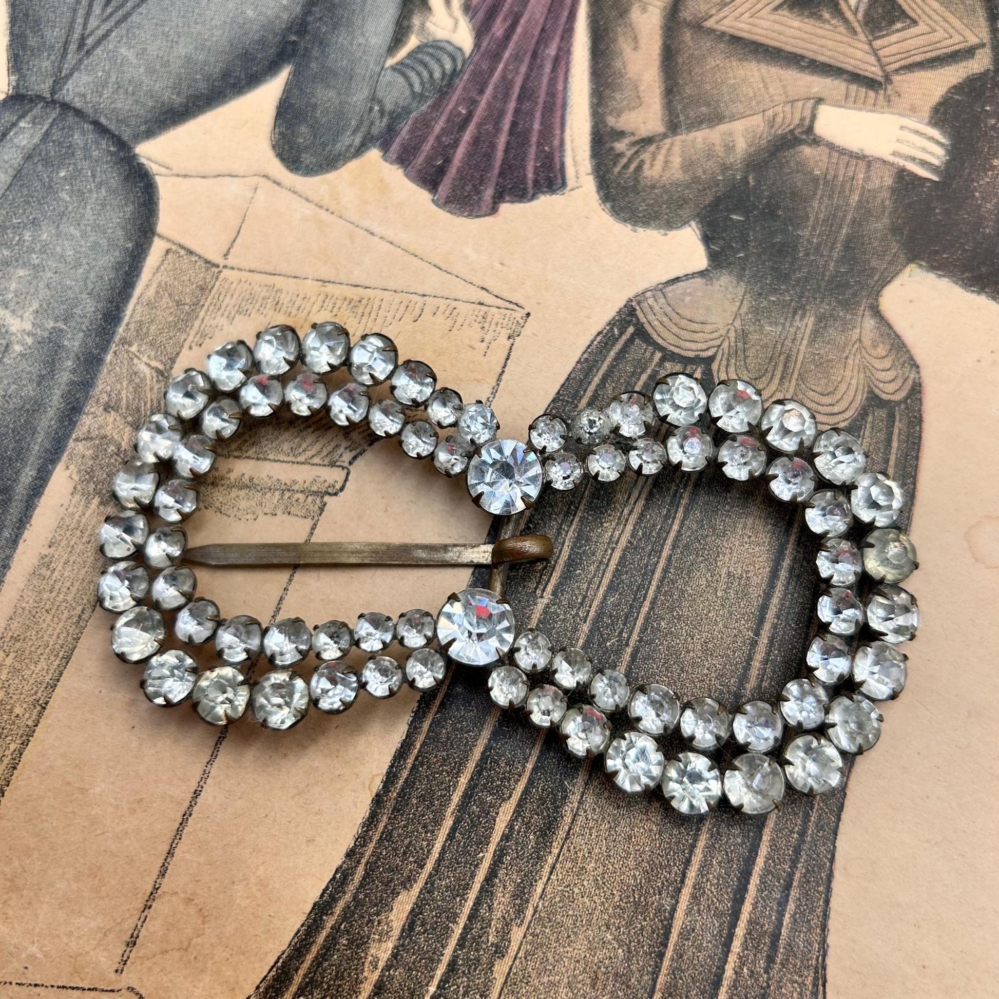 Antique paste diamante buckle very sparkly 98mm x 50mm - Splendid Vintage World