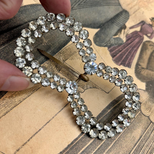 Antique paste diamante buckle very sparkly stones 98mm x 50mm - Splendid Vintage World