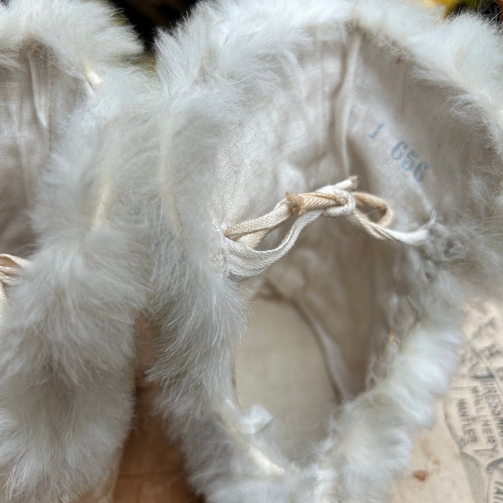 fur trim & ties on baby boots  - Splendid Vintage World