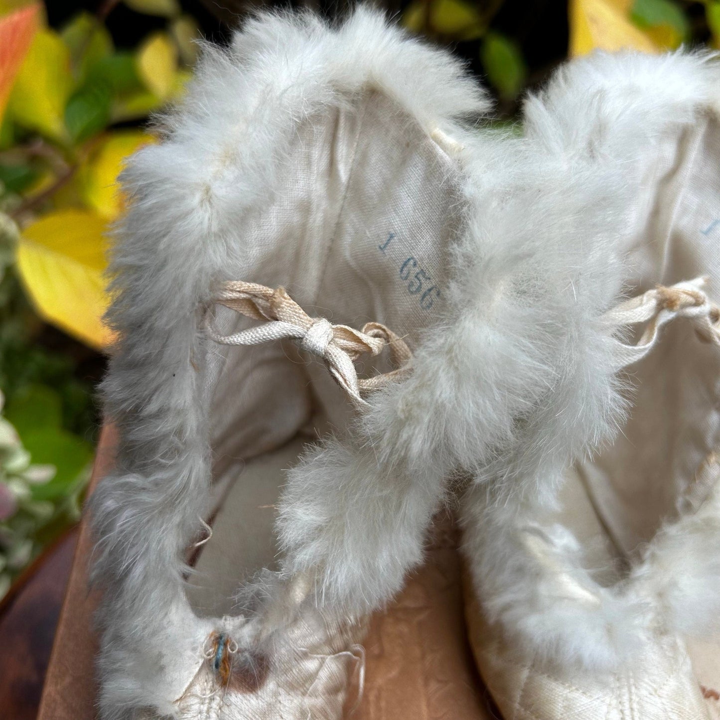 fur lined silk baby boots  - Splendid Vintage World