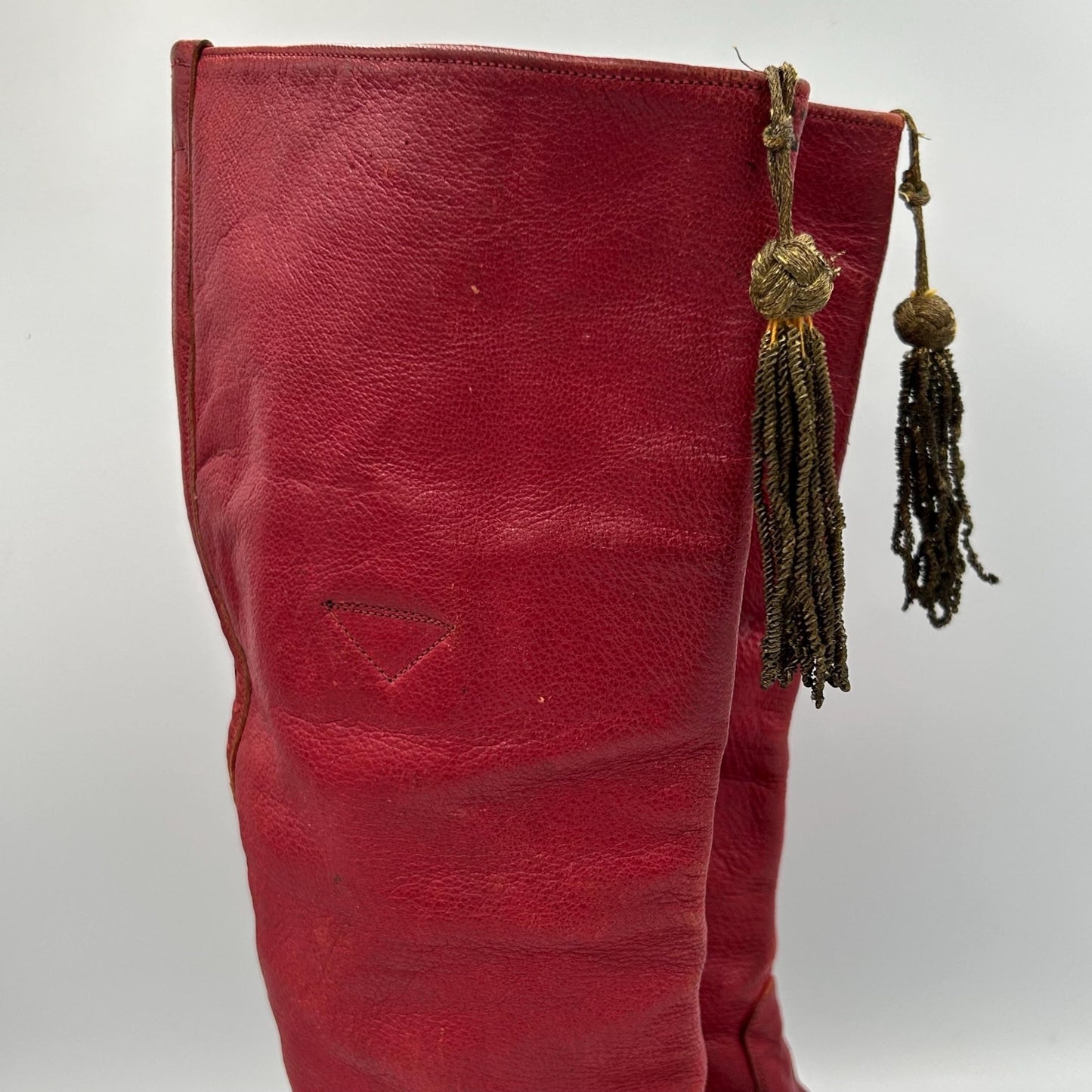 Antique Red Leather Boots with gold tassels : Vintage Costume Footwear - Splendid Vintage World
