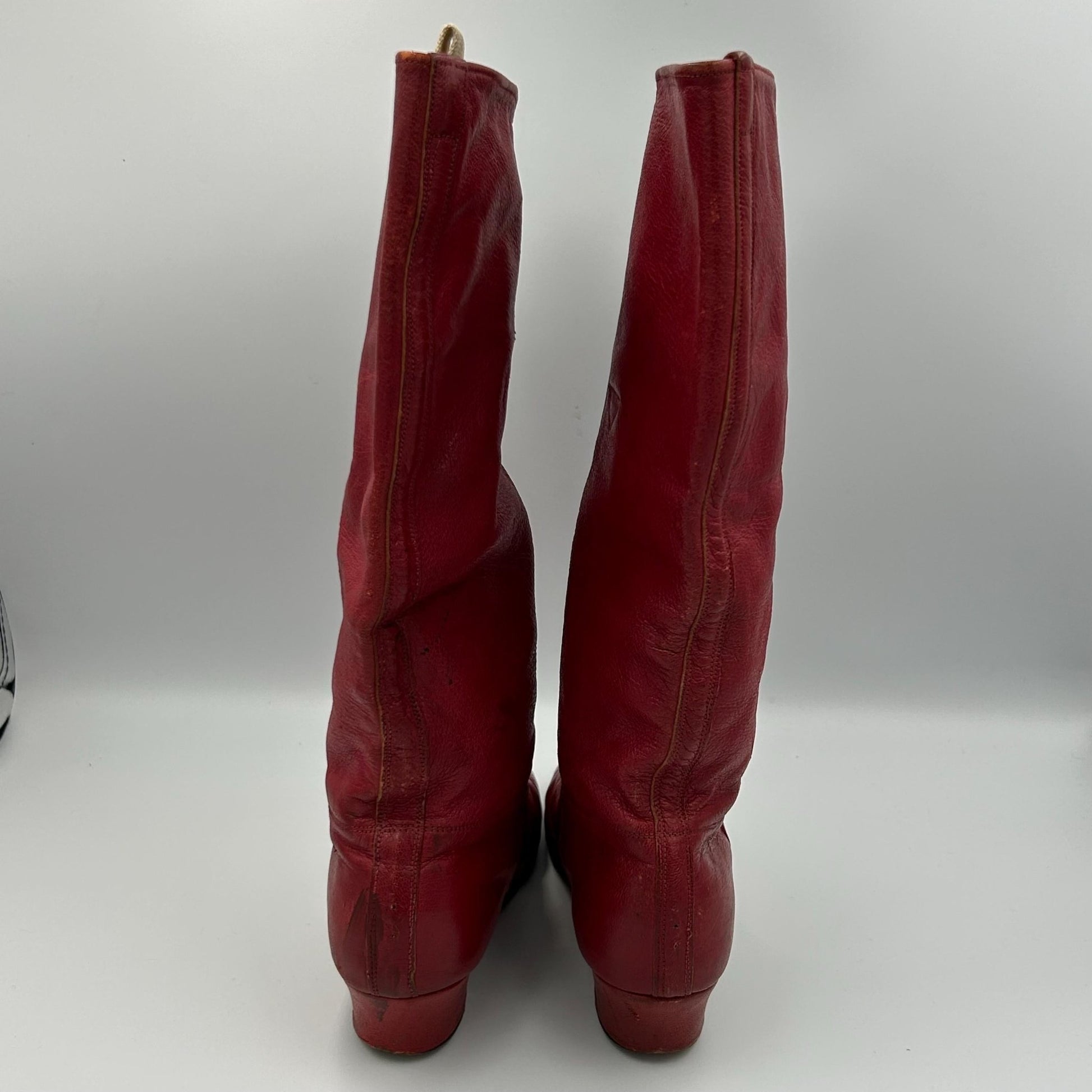 Antique Red Leather Boots with gold tassels : Vintage Costume Footwear - Splendid Vintage World