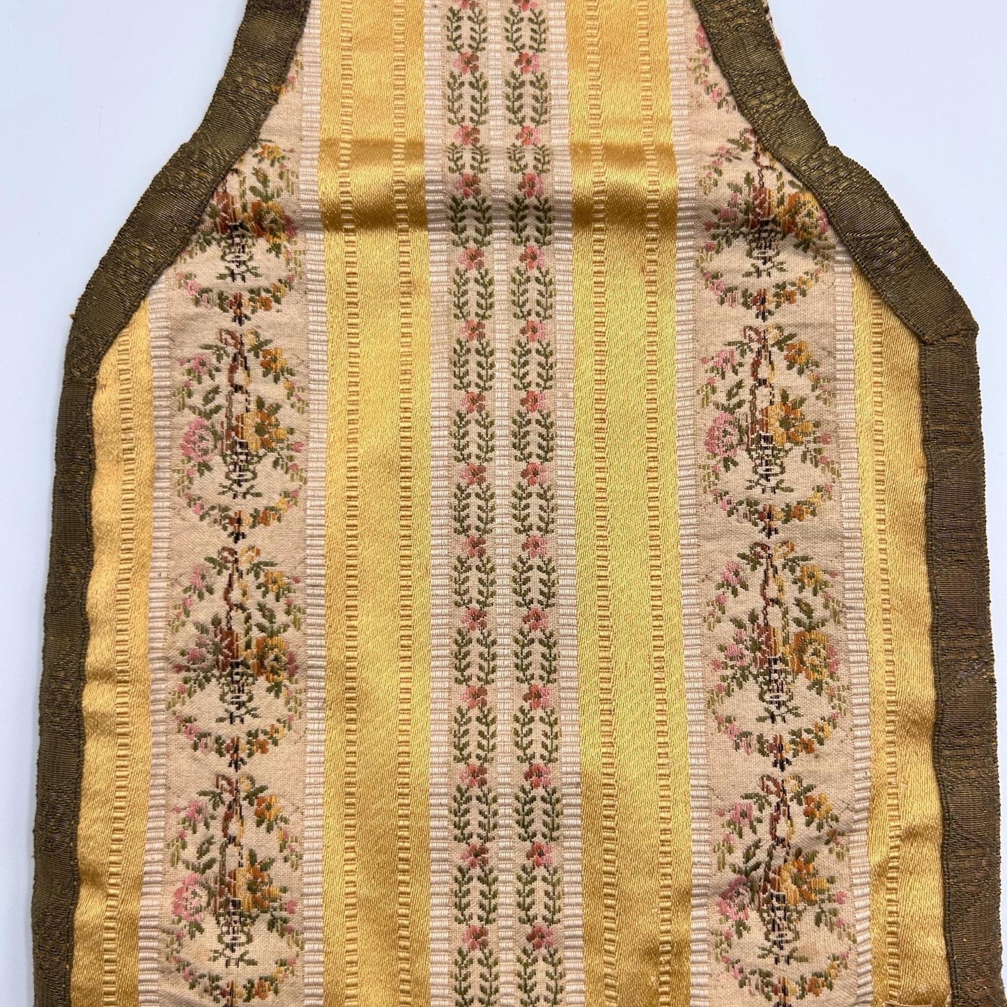 Antique Silk Brocade Bag with Metallic trim against a white background - Splendid Vintage World