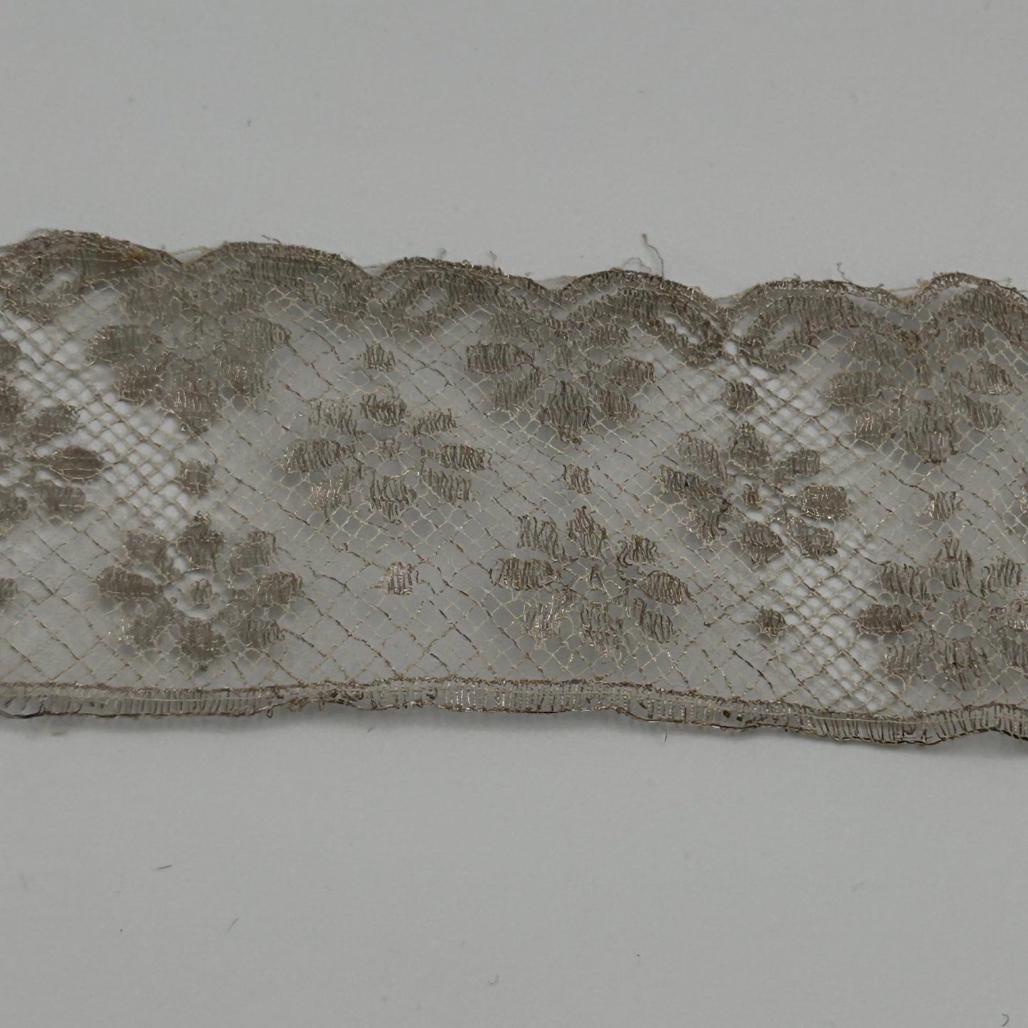 Antique silver metallic lace trim 2” wide x 2m victorian - Splendid Vintage World