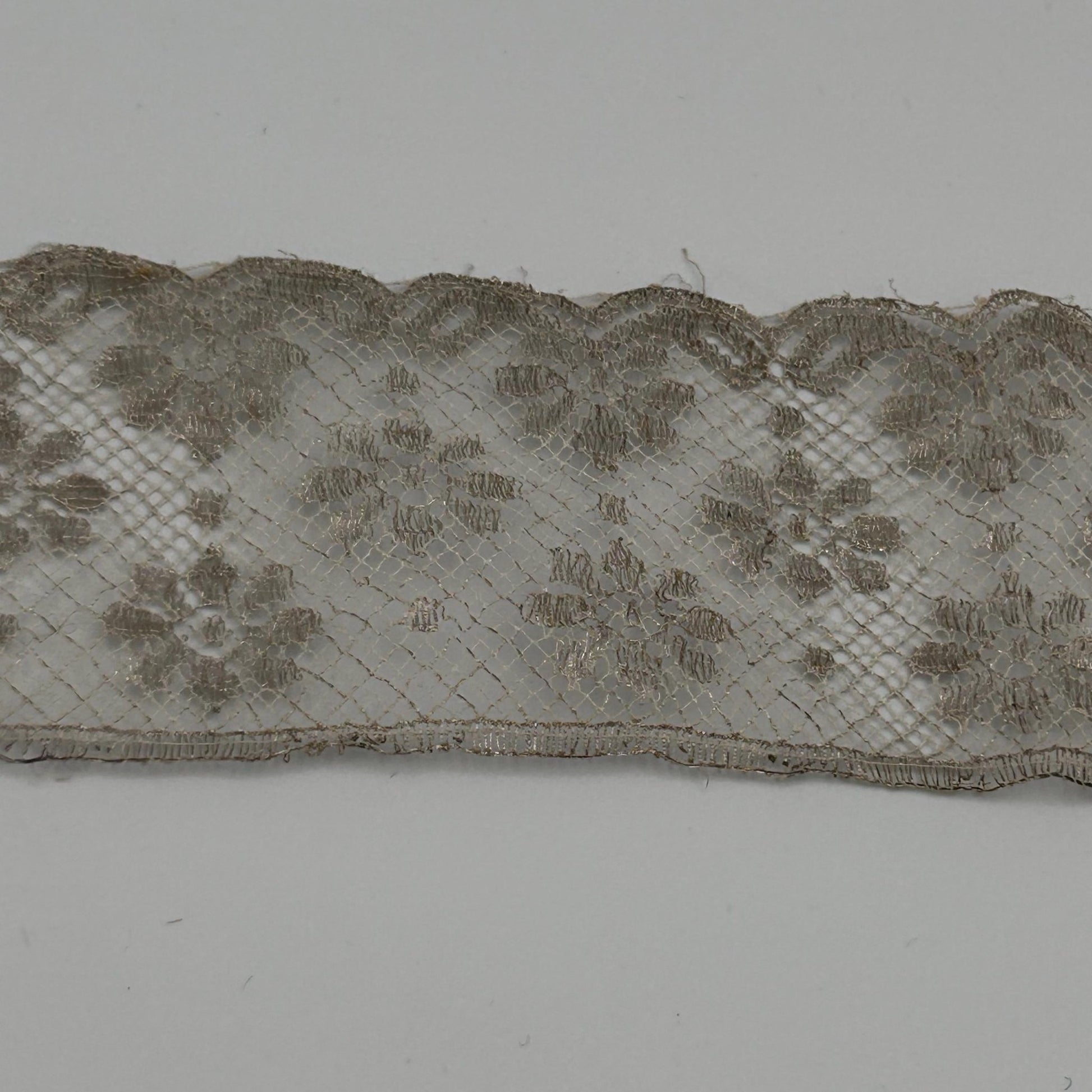 Antique silver metallic lace trim 2” wide x 2m victorian - Splendid Vintage World