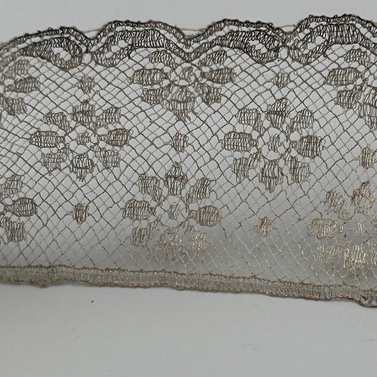Antique silver metallic lace trim 2” wide x 2m victorian - Splendid Vintage World