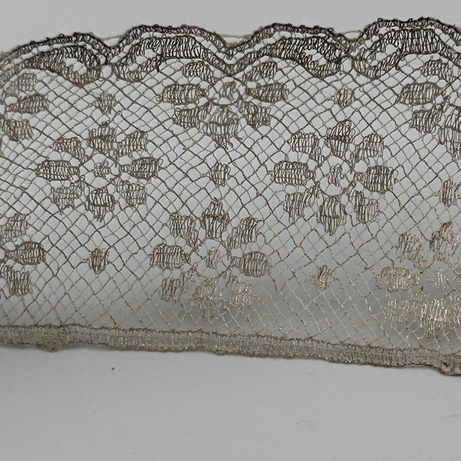 Antique silver metallic lace trim 2” wide x 2m victorian - Splendid Vintage World