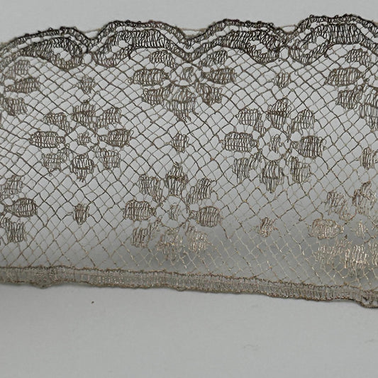 Antique silver metallic lace trim 2” wide x 2m victorian - Splendid Vintage World