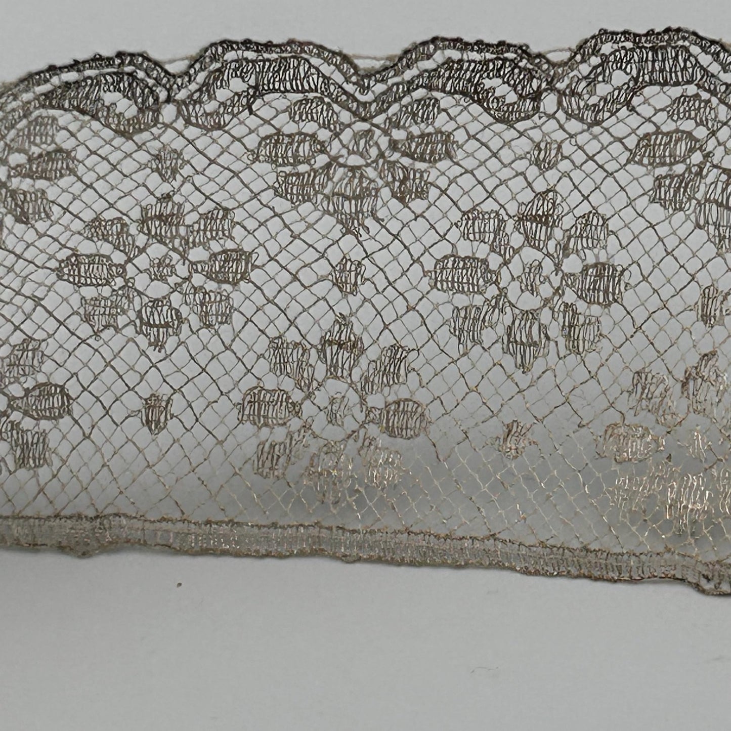 Antique silver metallic lace trim 2” wide x 2m victorian - Splendid Vintage World