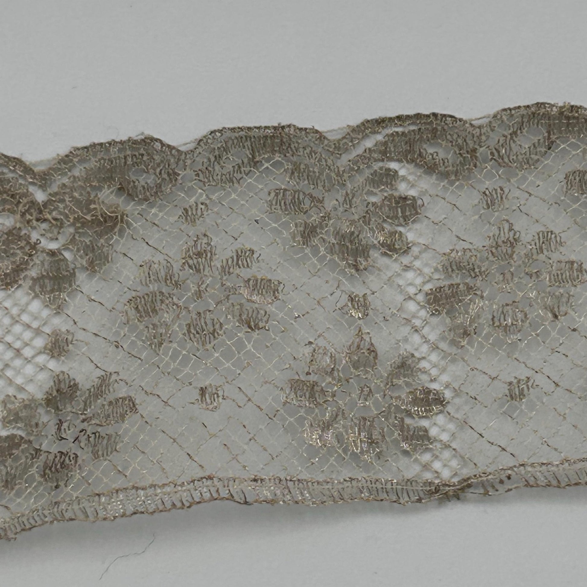 Antique silver metallic lace trim 2” wide x 2m victorian - Splendid Vintage World