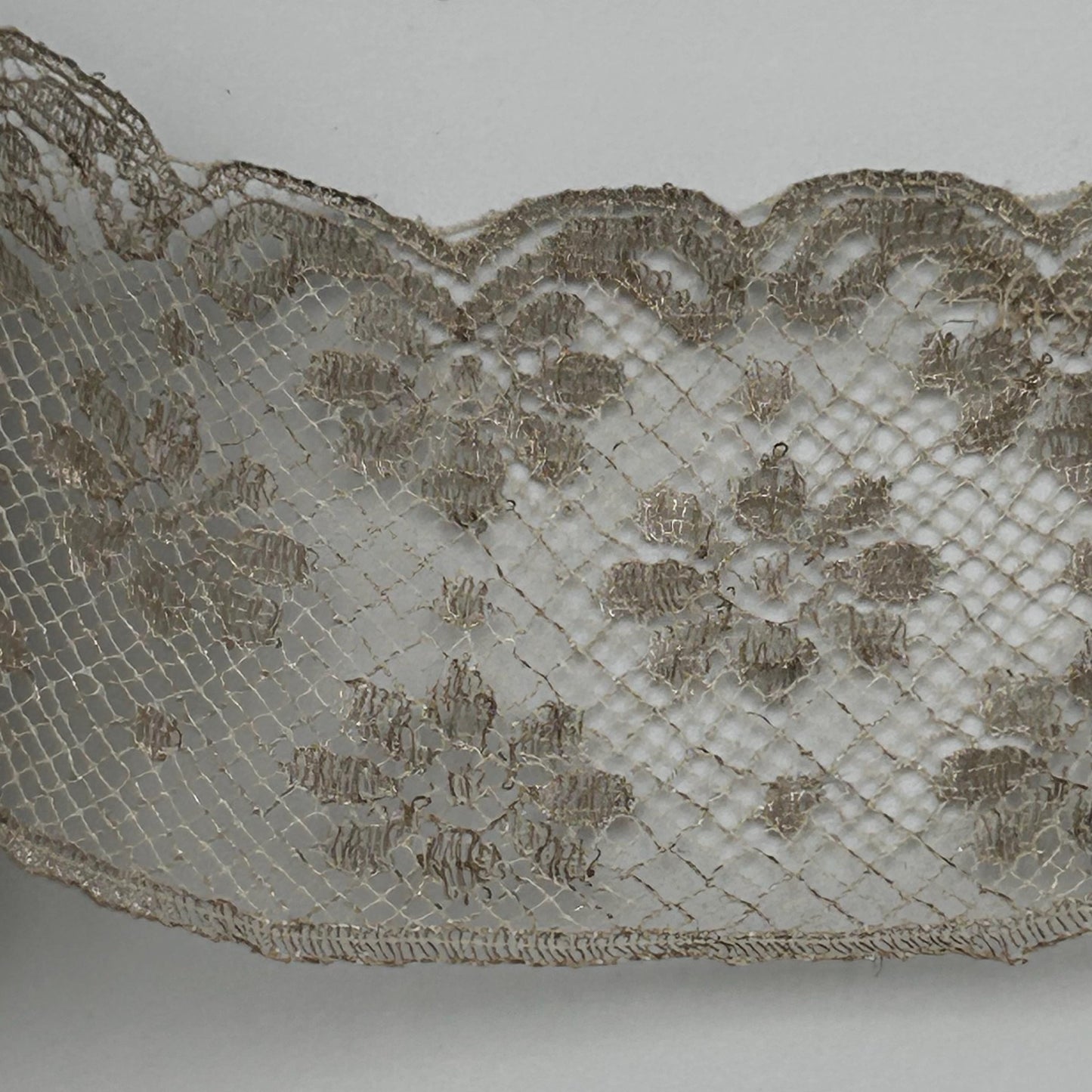 Antique silver metallic lace trim 2” wide x 2m victorian - Splendid Vintage World