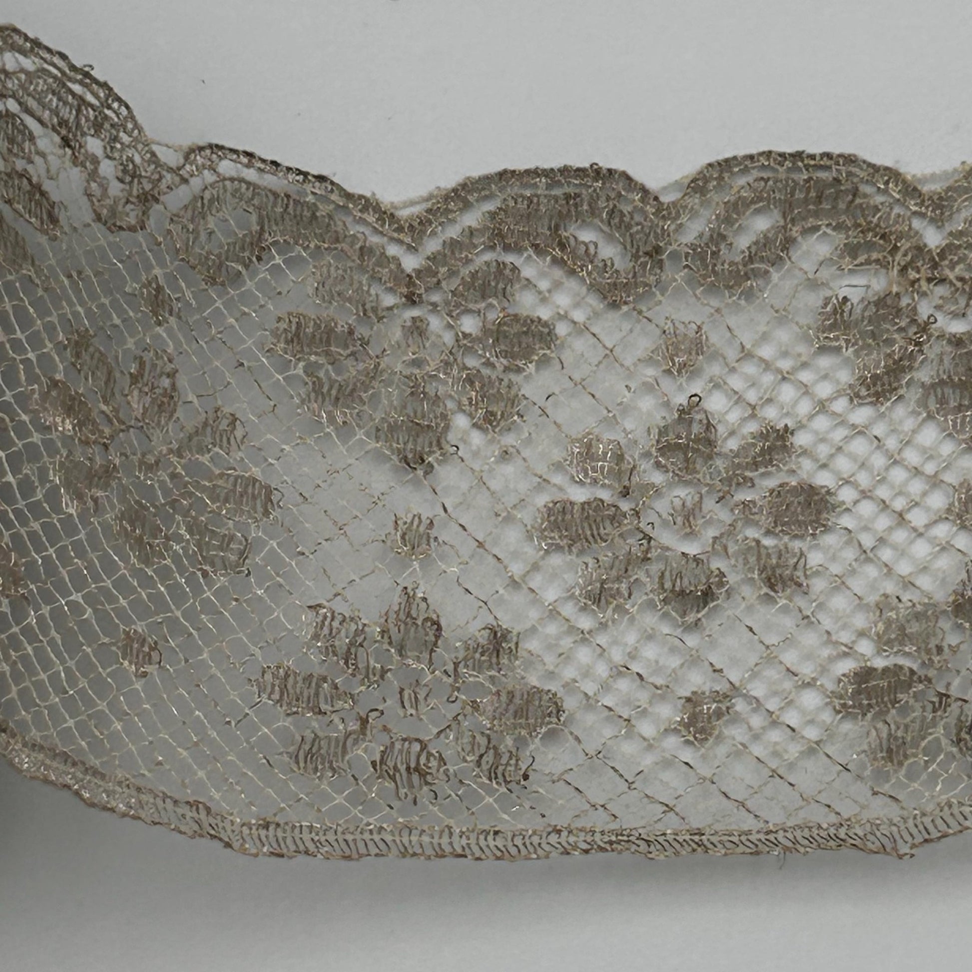 Antique silver metallic lace trim 2” wide x 2m victorian - Splendid Vintage World
