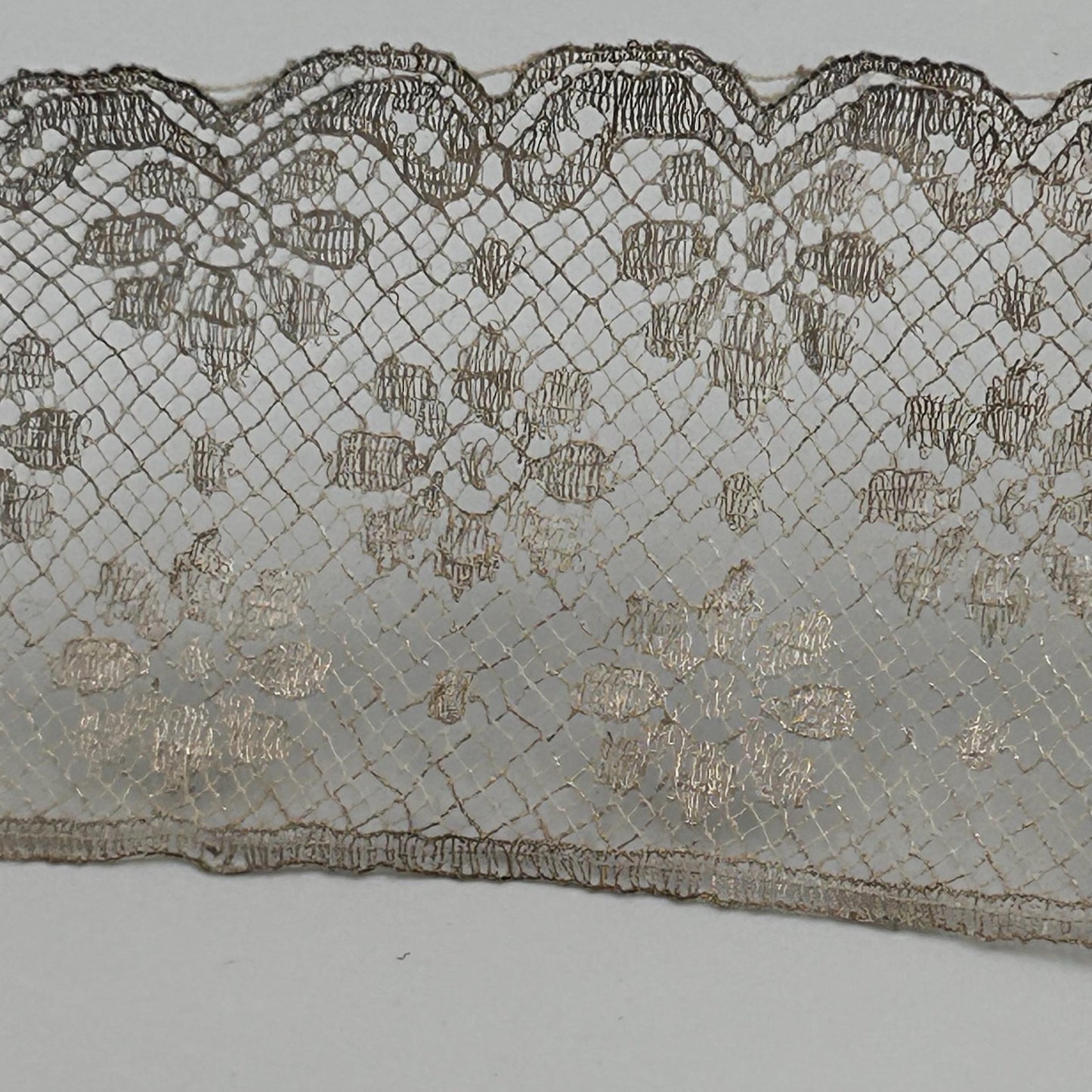 Antique silver metallic lace trim 2” wide x 2m victorian - Splendid Vintage World