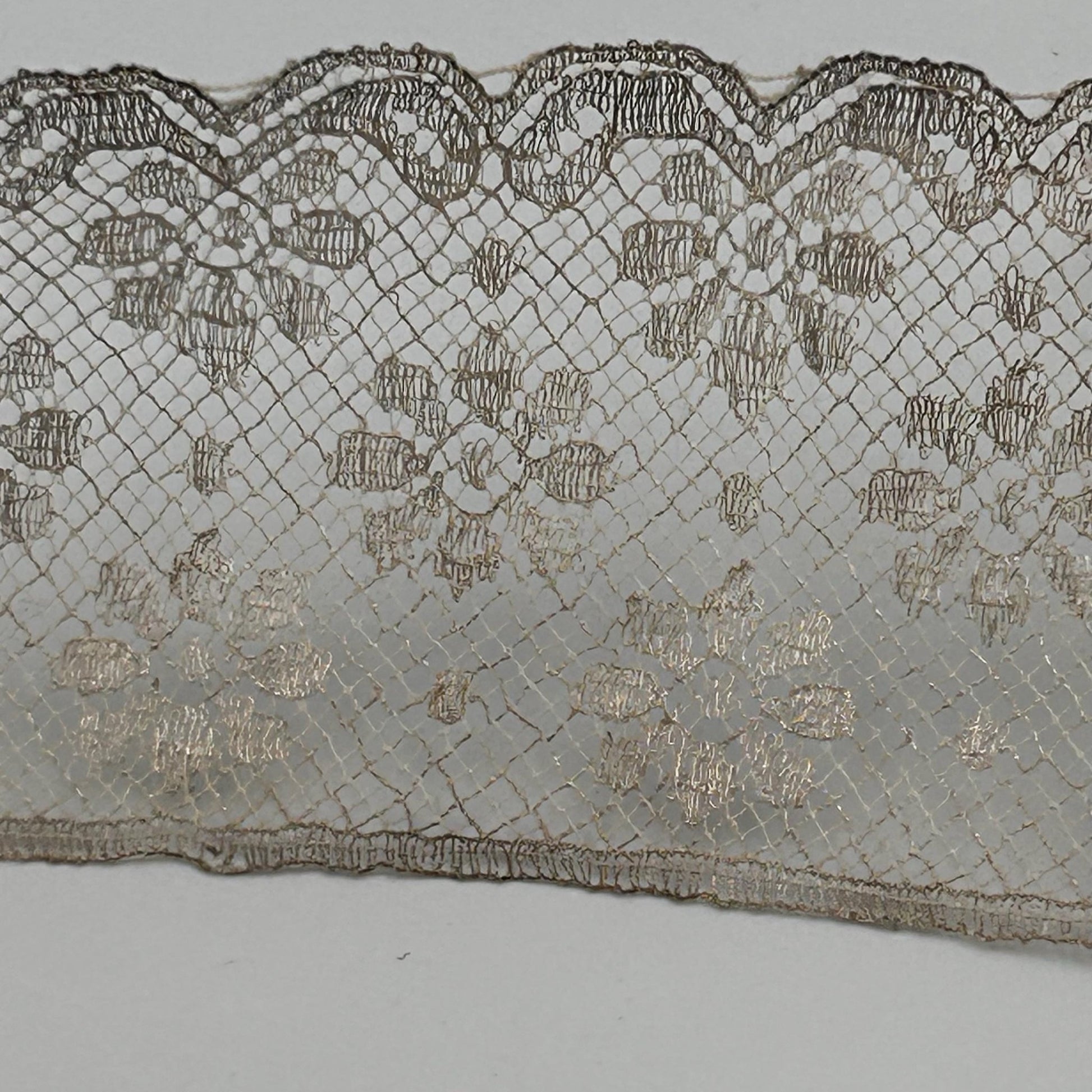 Antique silver metallic lace trim 2” wide x 2m victorian - Splendid Vintage World