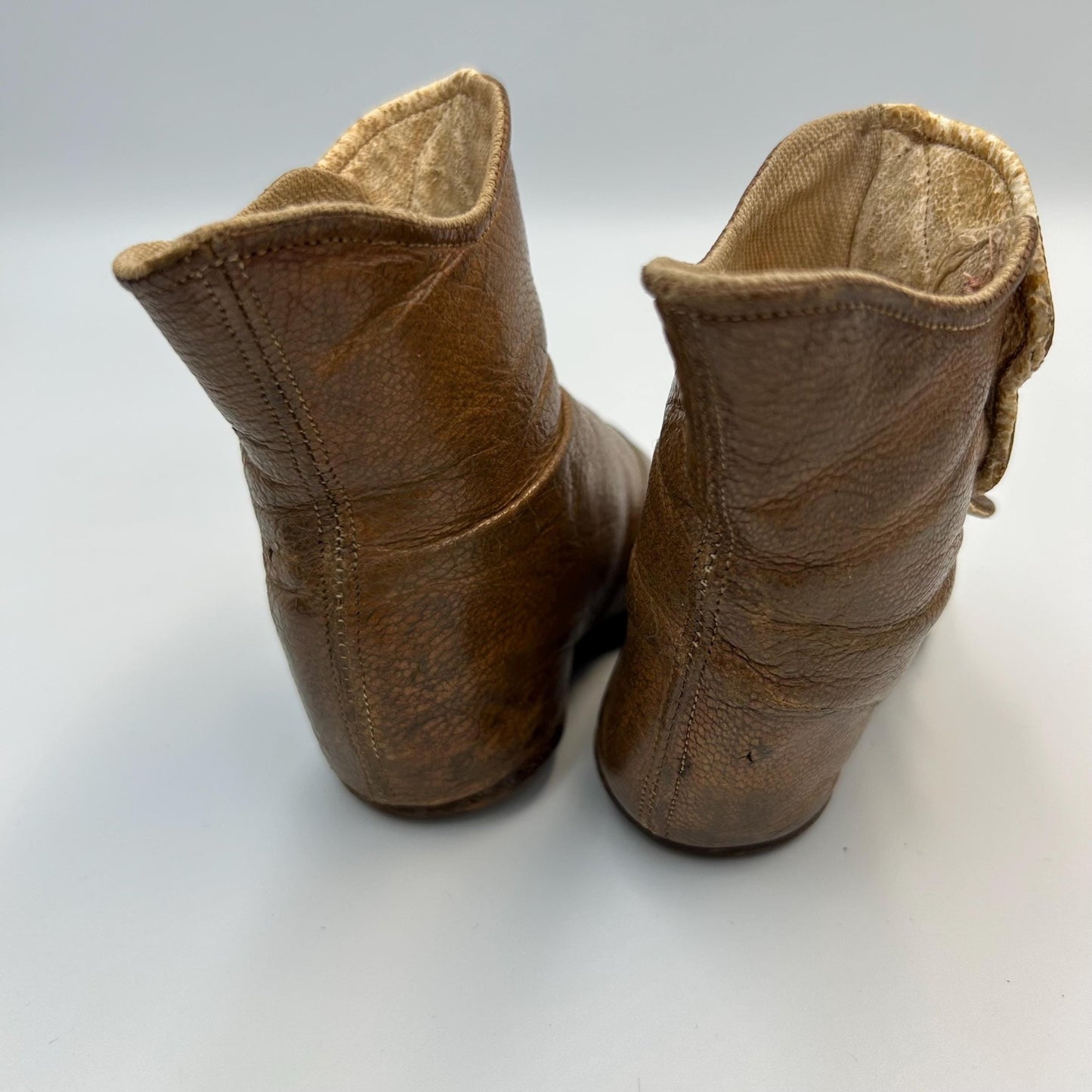 Antique Tan Leather button up Baby Boots: for a Doll, Bear or shoe collector - Splendid Vintage World