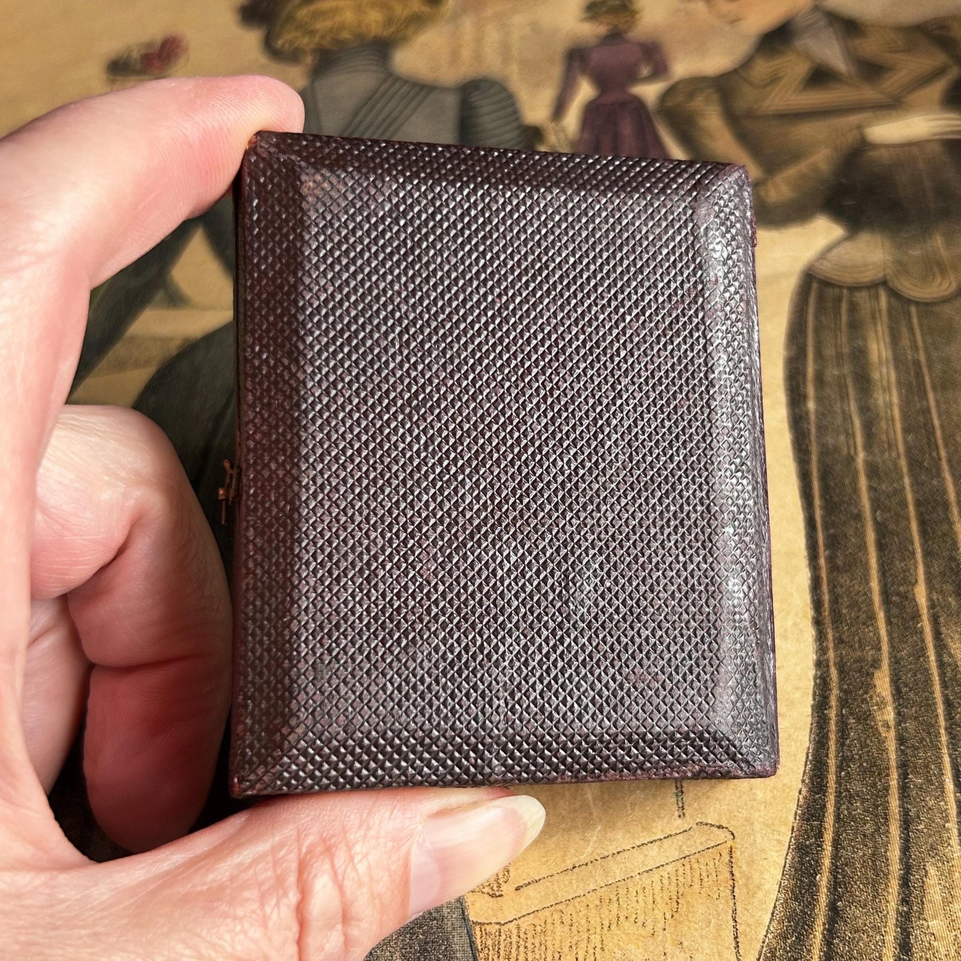 Antique Victorian ambrotype photo lady in hooded cape, embossed folding case - Splendid Vintage World