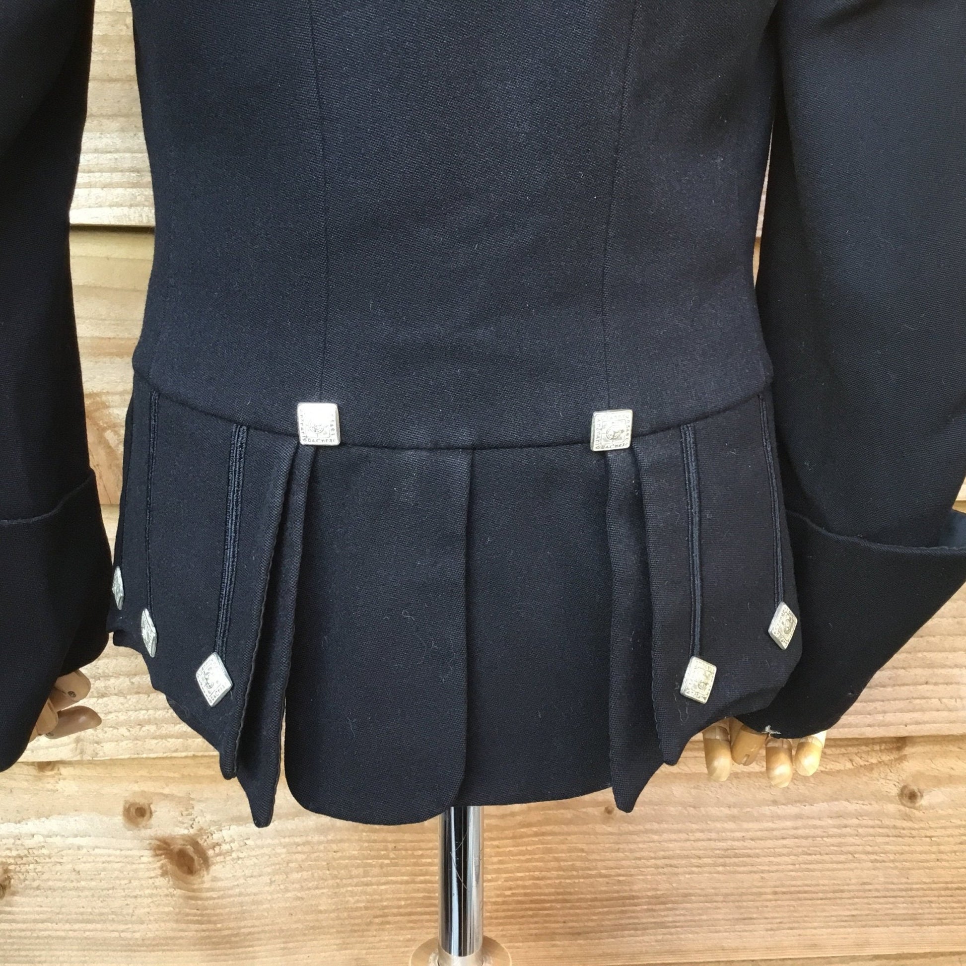 Antique Victorian child’s jacket & waistcoat Fine Black wool with silver coloured square buttons