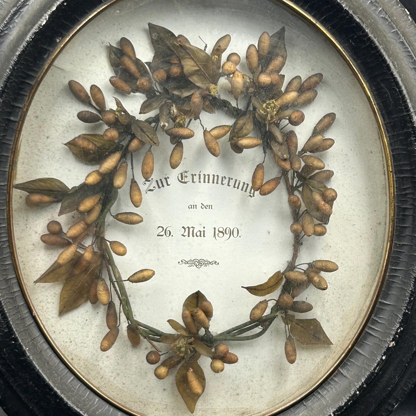 Antique Victorian Framed Wax Orange Blossom Wedding Memoriam - Splendid Vintage World